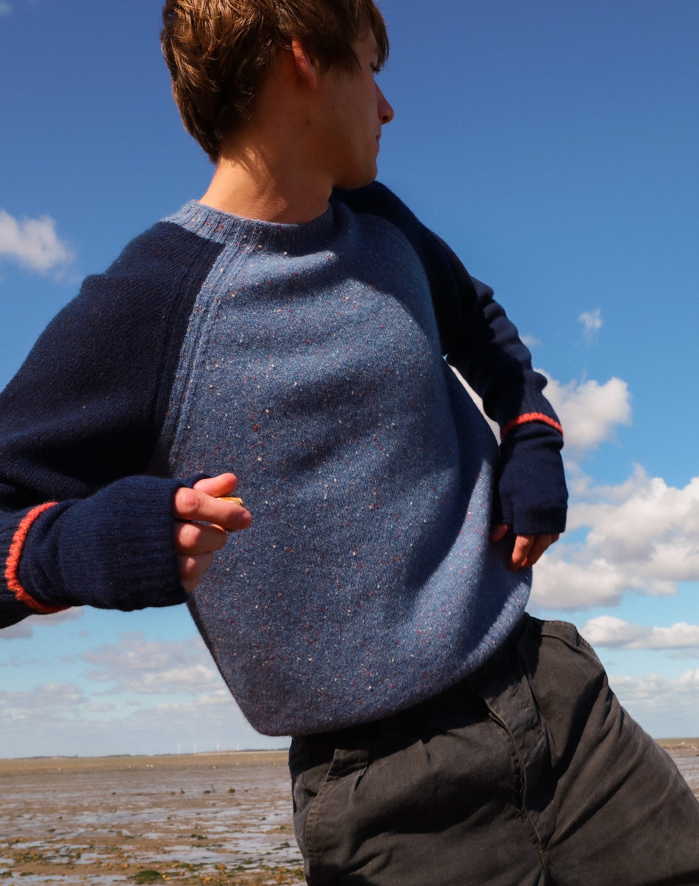 Wool Donegal Colour Block Jumper