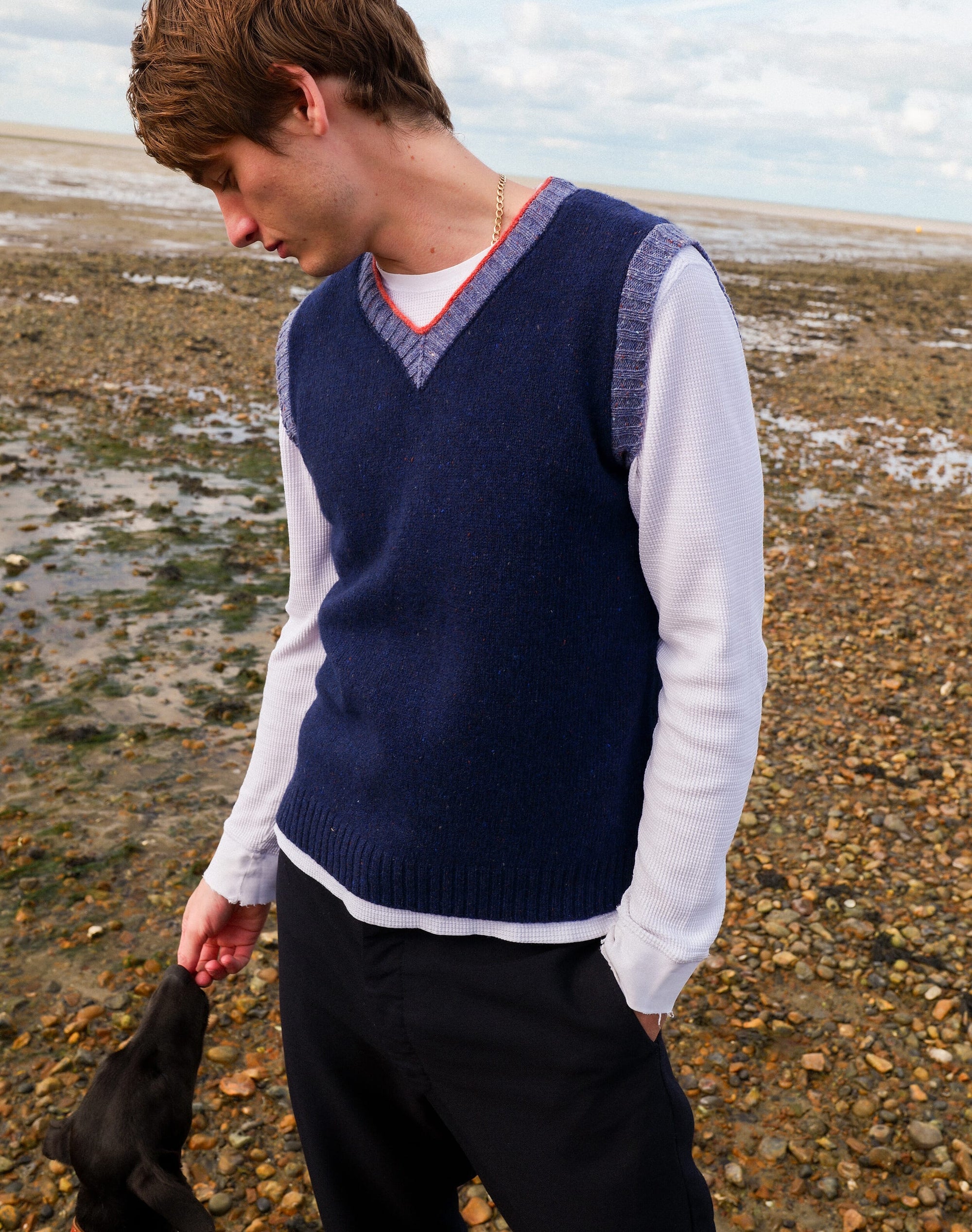 Wool Donegal Contrast Trim Tank