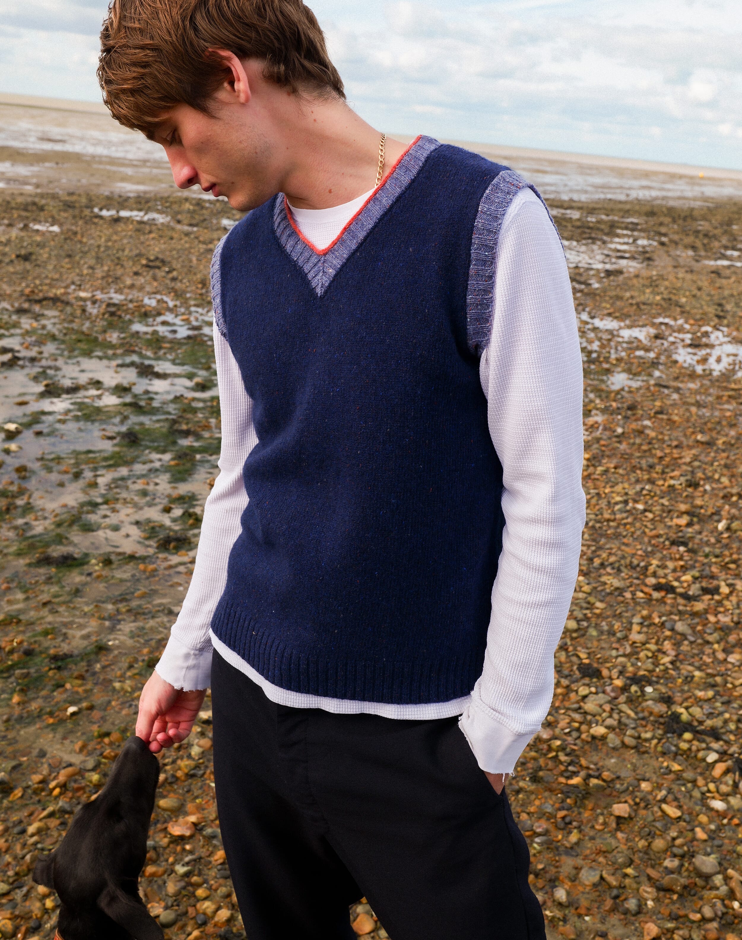 Wool Donegal Contrast Trim Tank