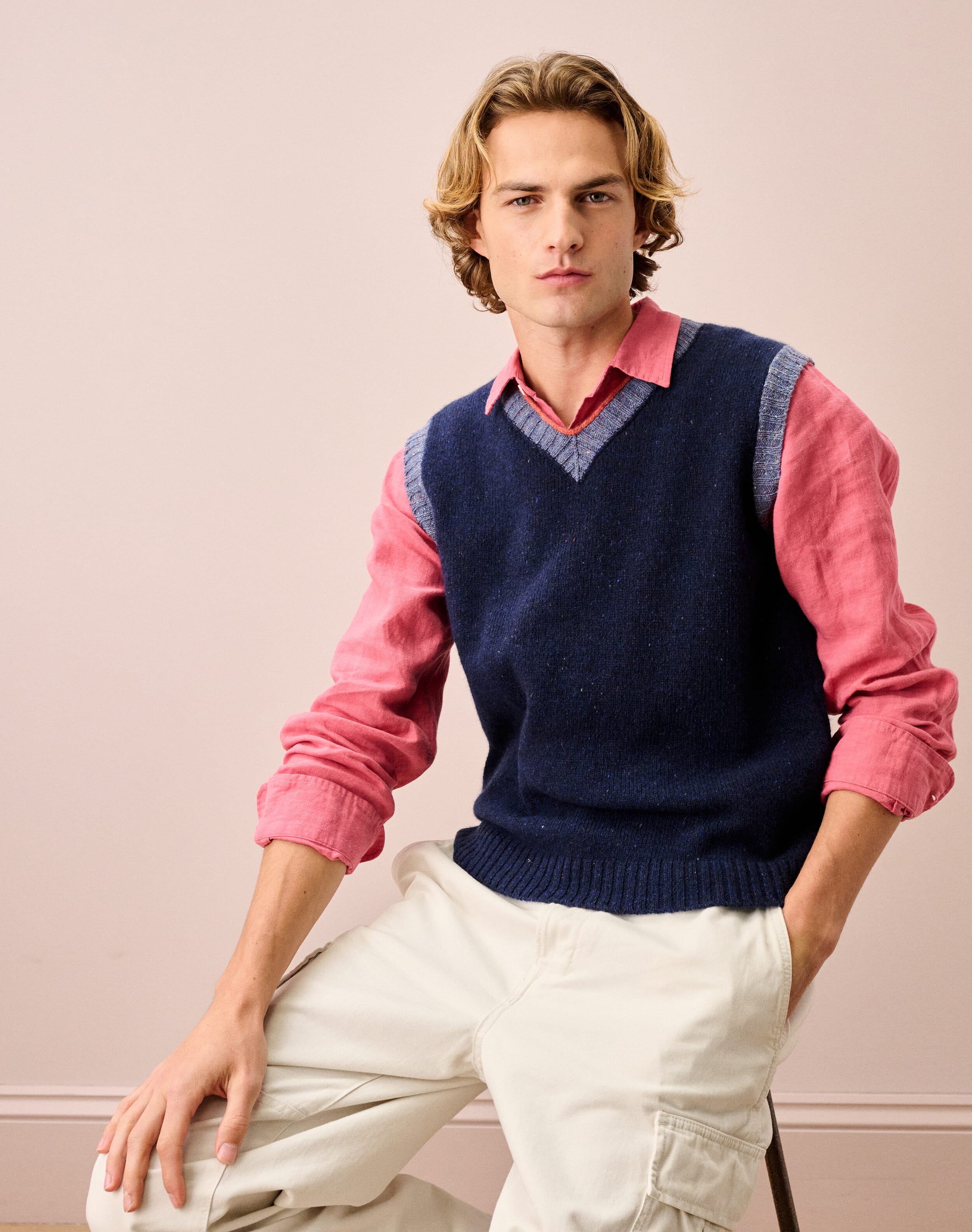 Wool Donegal Contrast Trim Tank