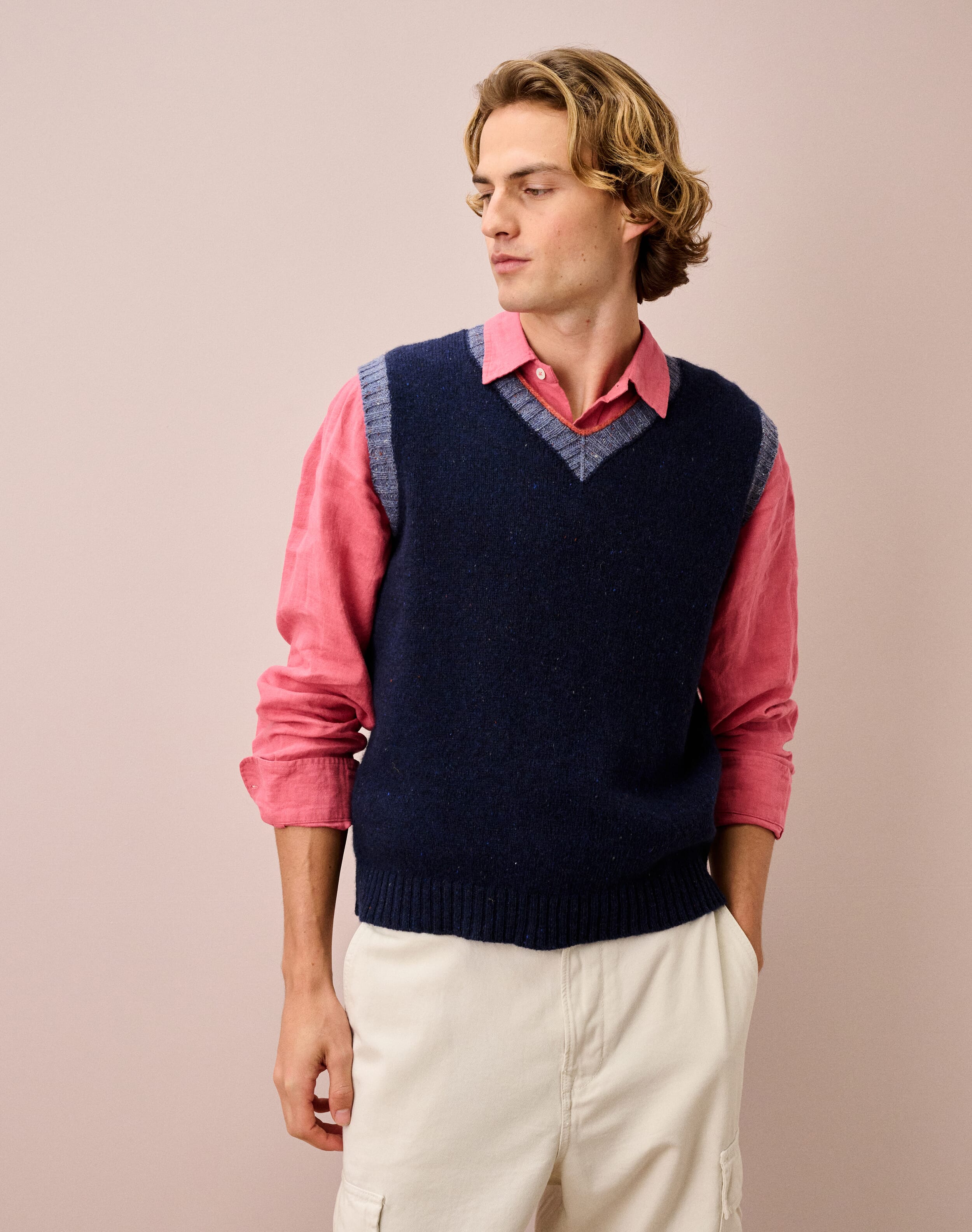 Wool Donegal Contrast Trim Tank