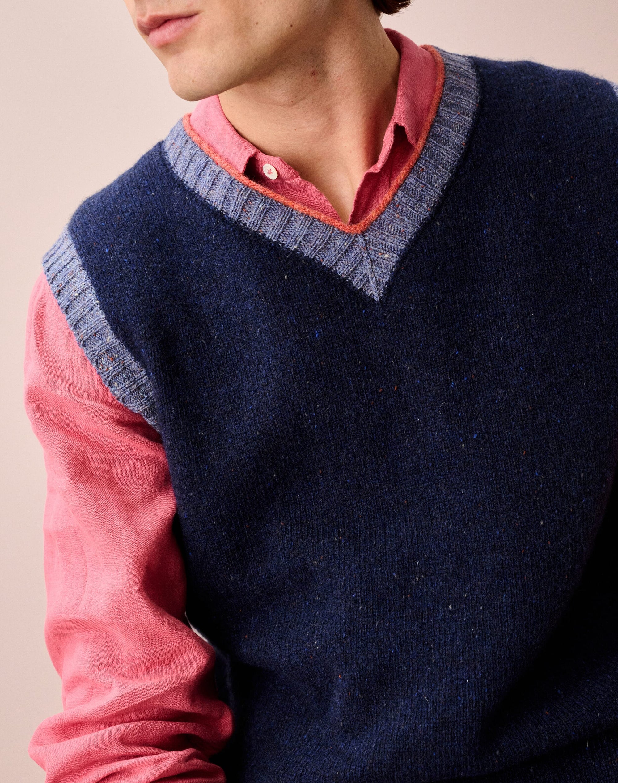 Wool Donegal Contrast Trim Tank