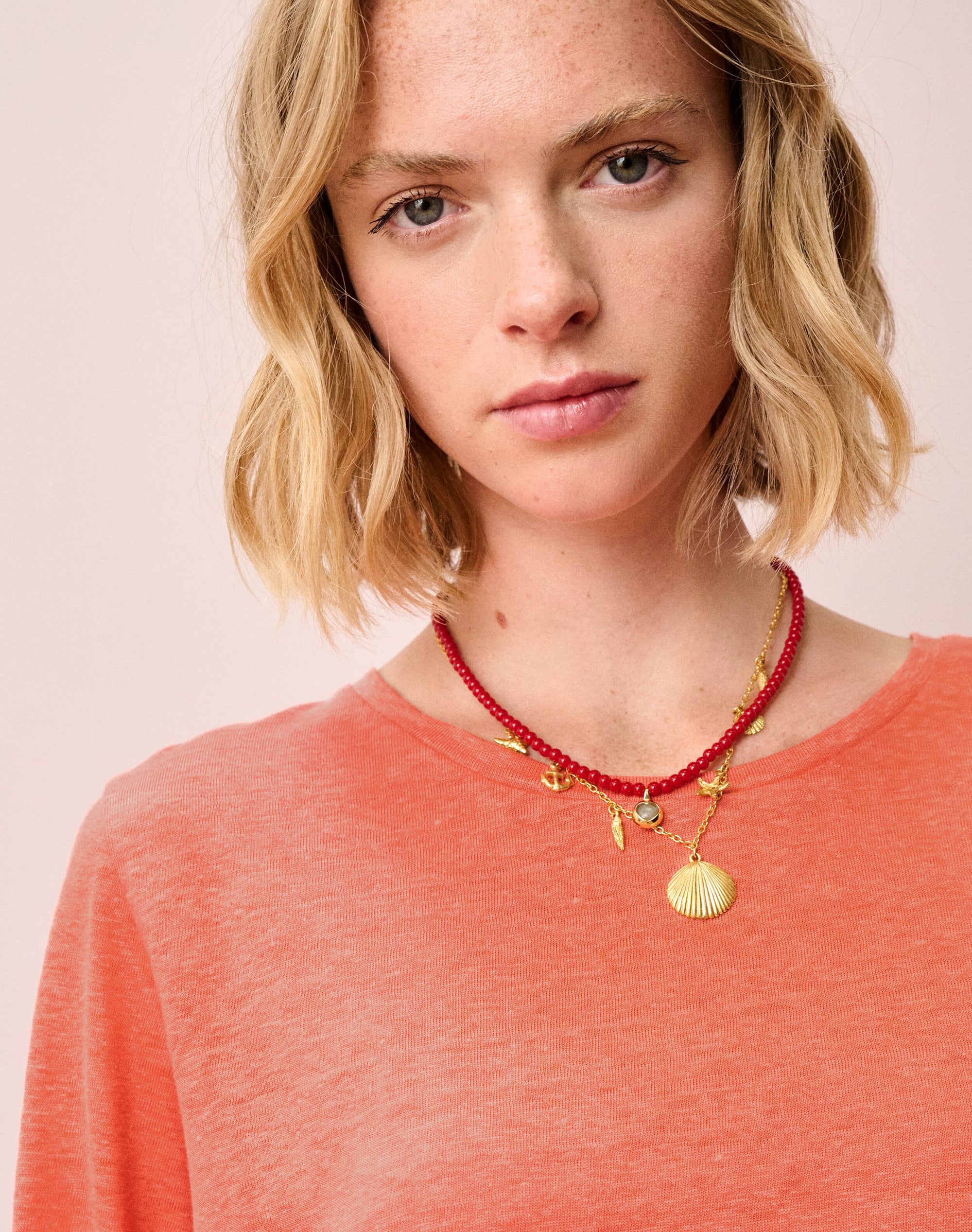 Linen Knit Boat Neck T-Shirt