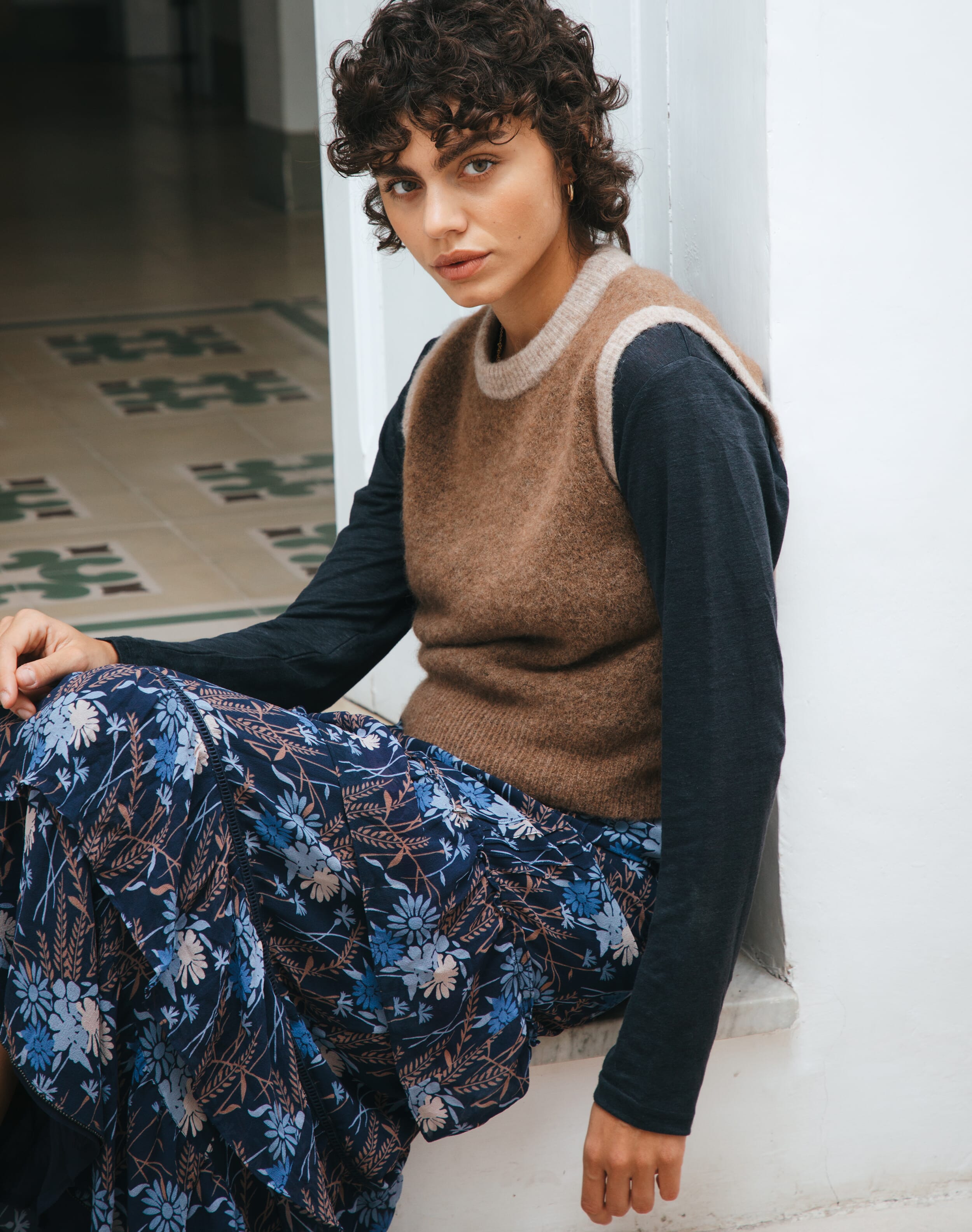 Linen Knit Boat Neck T-Shirt