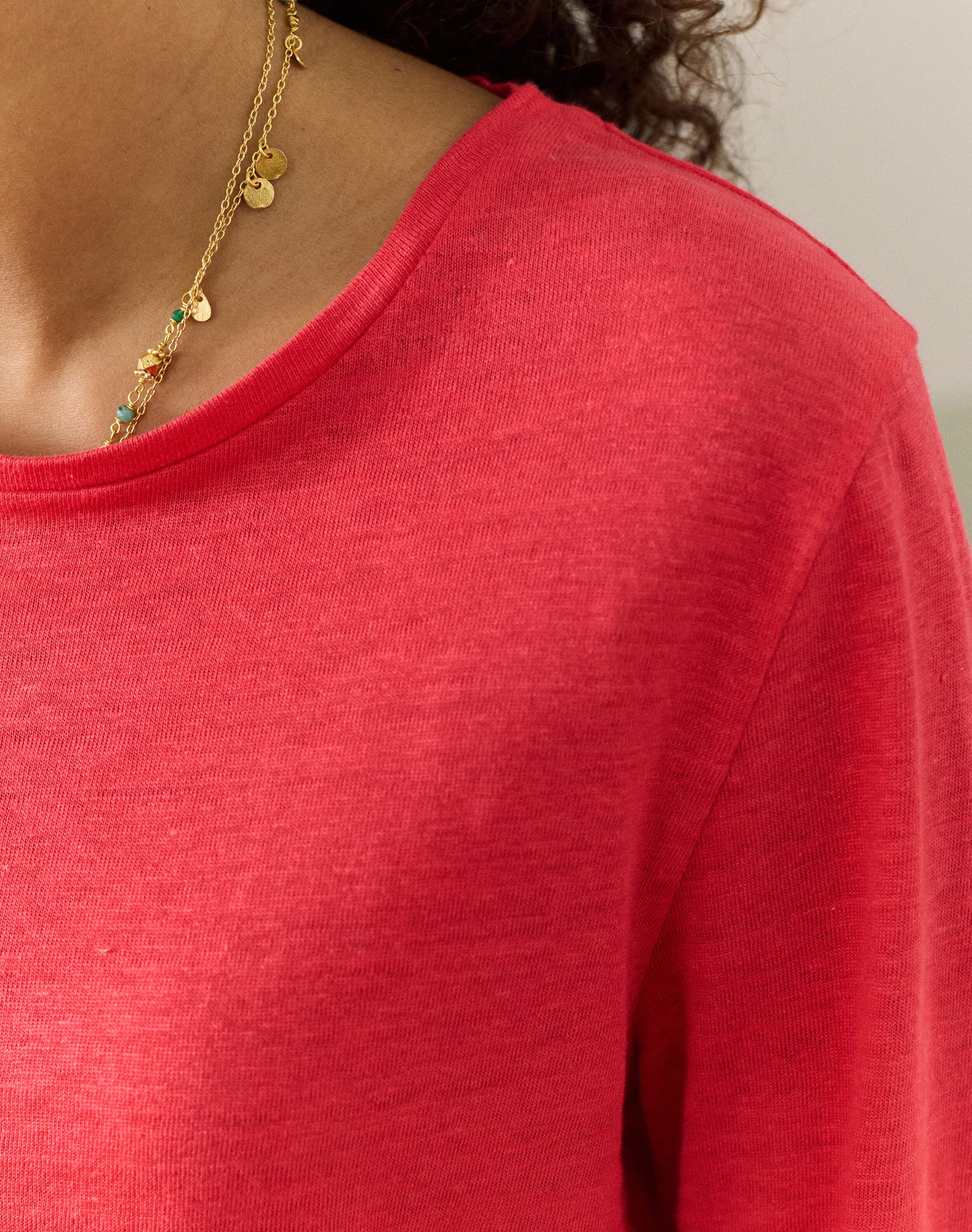 Linen Knit Boat Neck T-Shirt