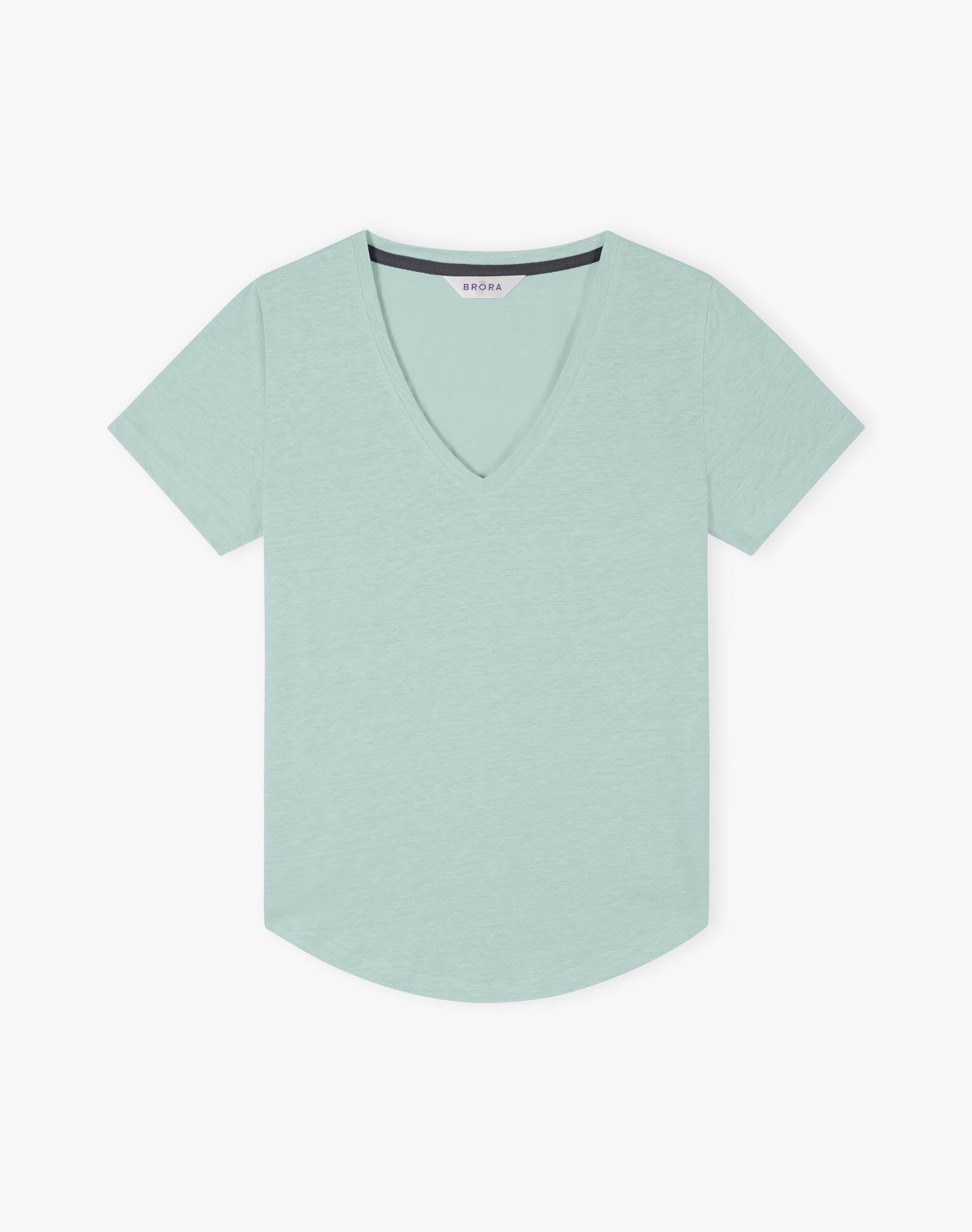 Linen Knit V Neck T-Shirt
