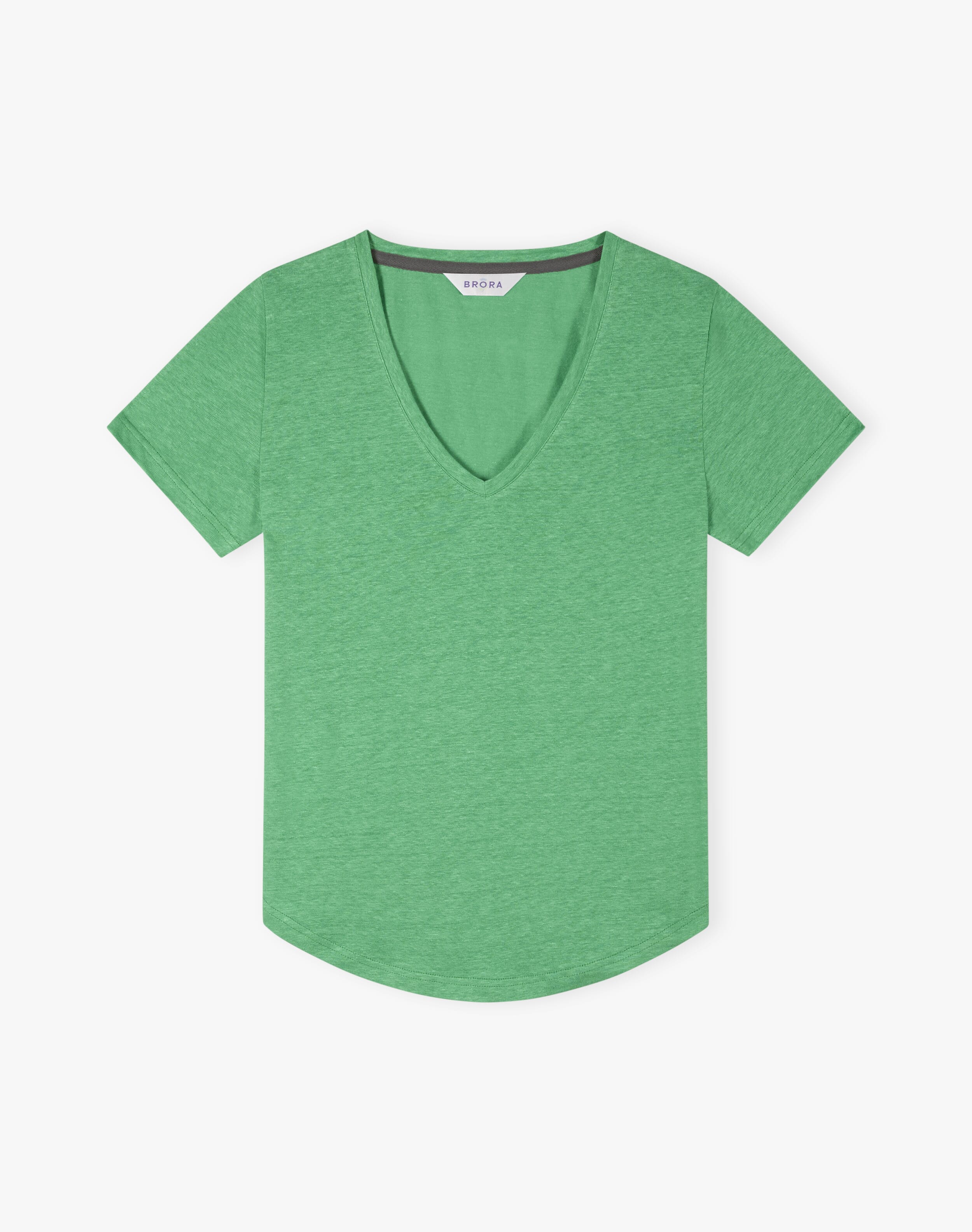 Linen Knit V Neck T-Shirt