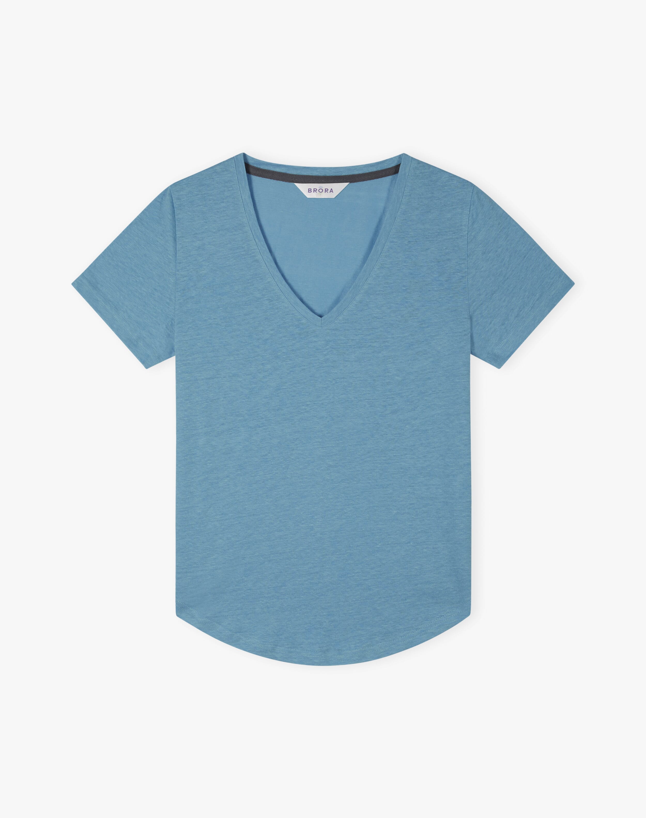 Linen Knit V Neck T-Shirt