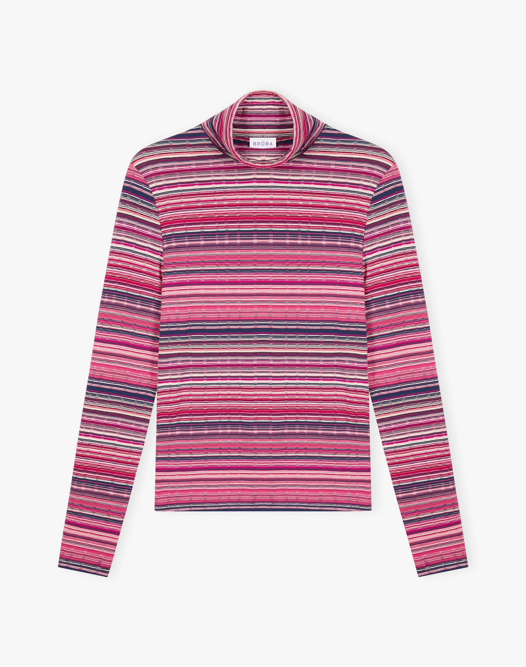Fine Stripe Jersey Polo Neck