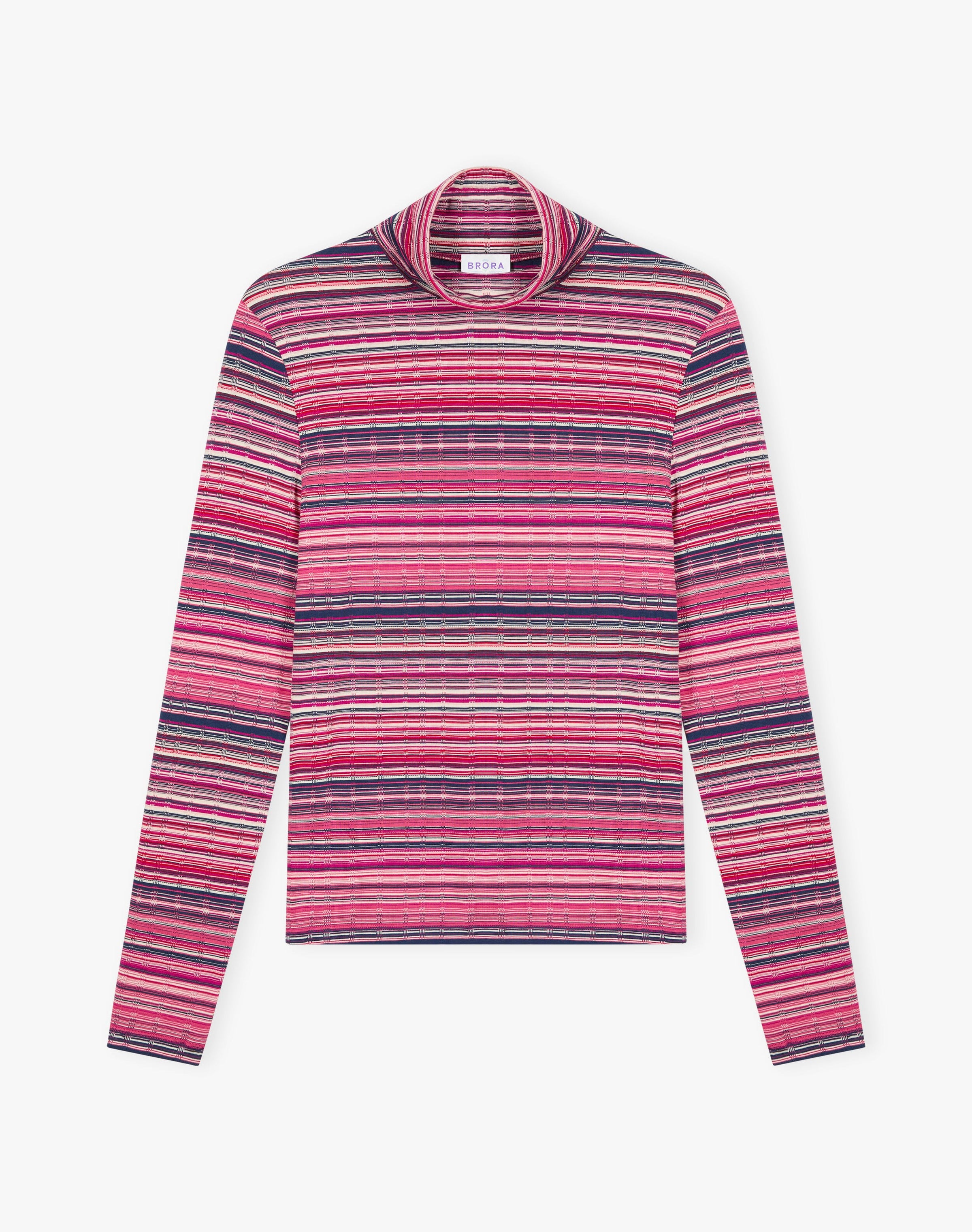 Fine Stripe Jersey Polo Neck