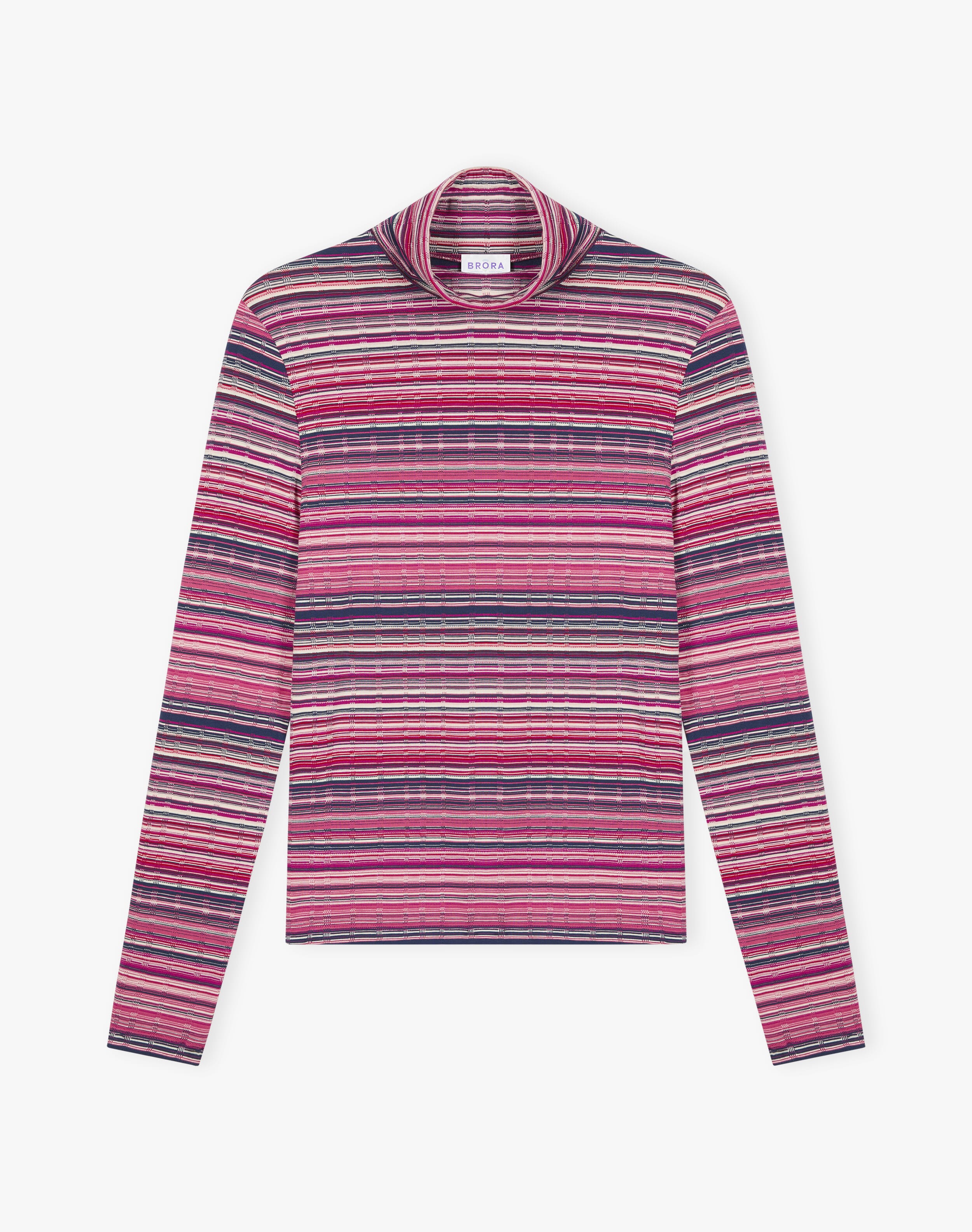 Fine Stripe Jersey Polo Neck