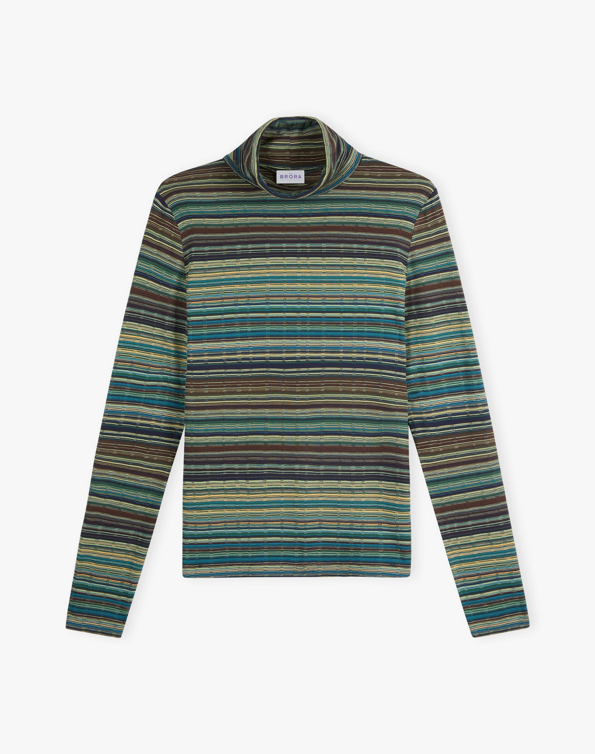 Fine Stripe Jersey Polo Neck