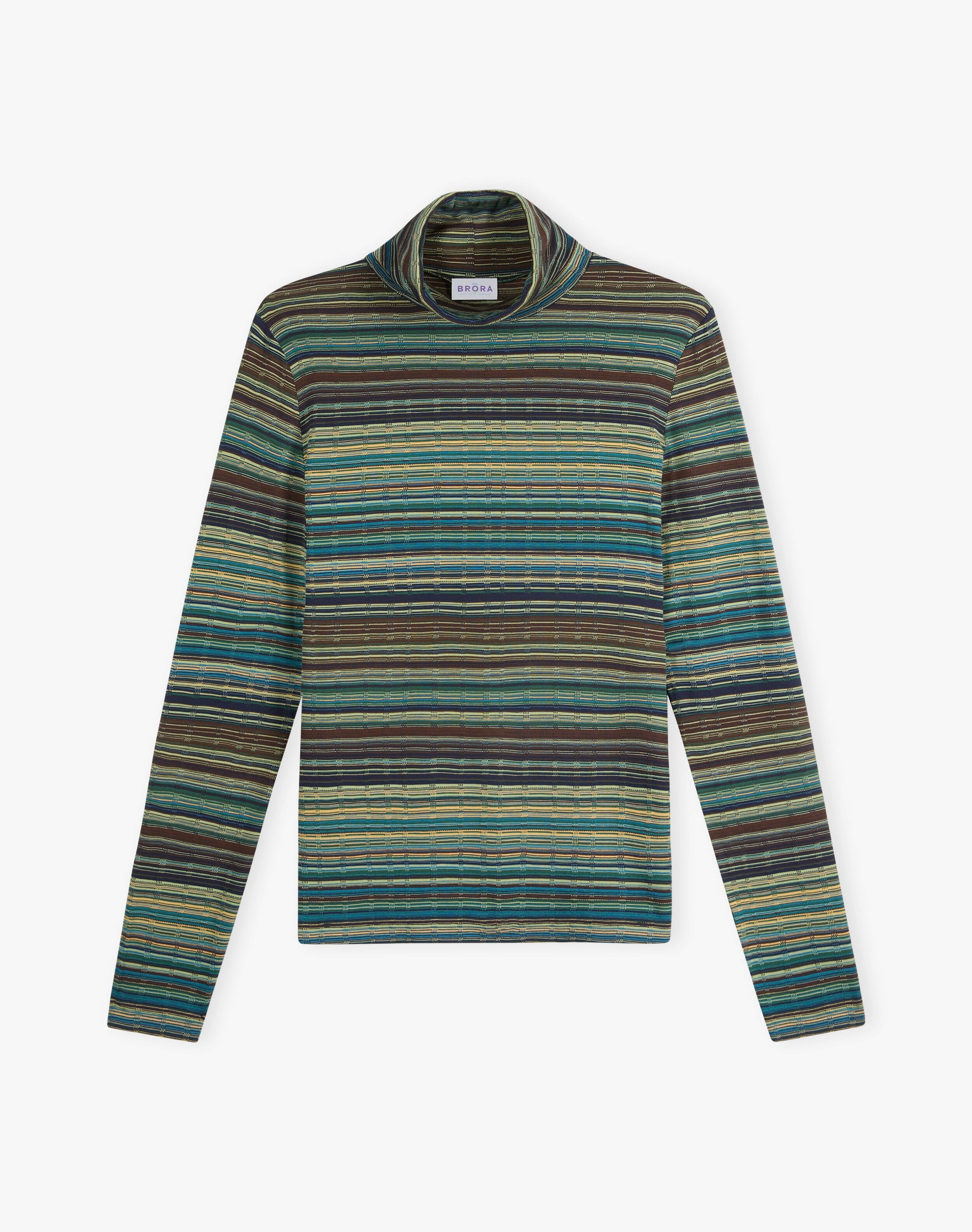 Fine Stripe Jersey Polo Neck