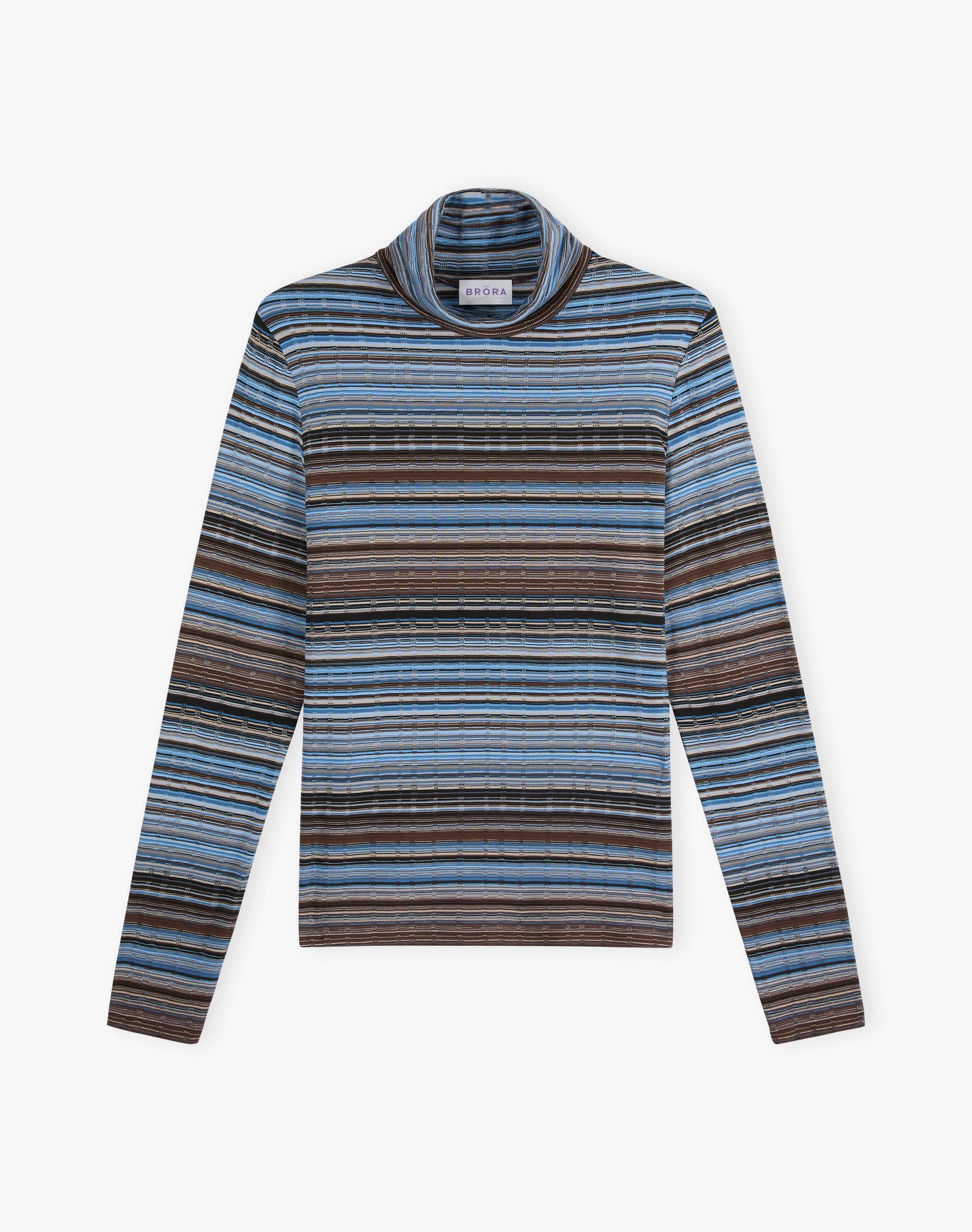 Fine Stripe Jersey Polo Neck