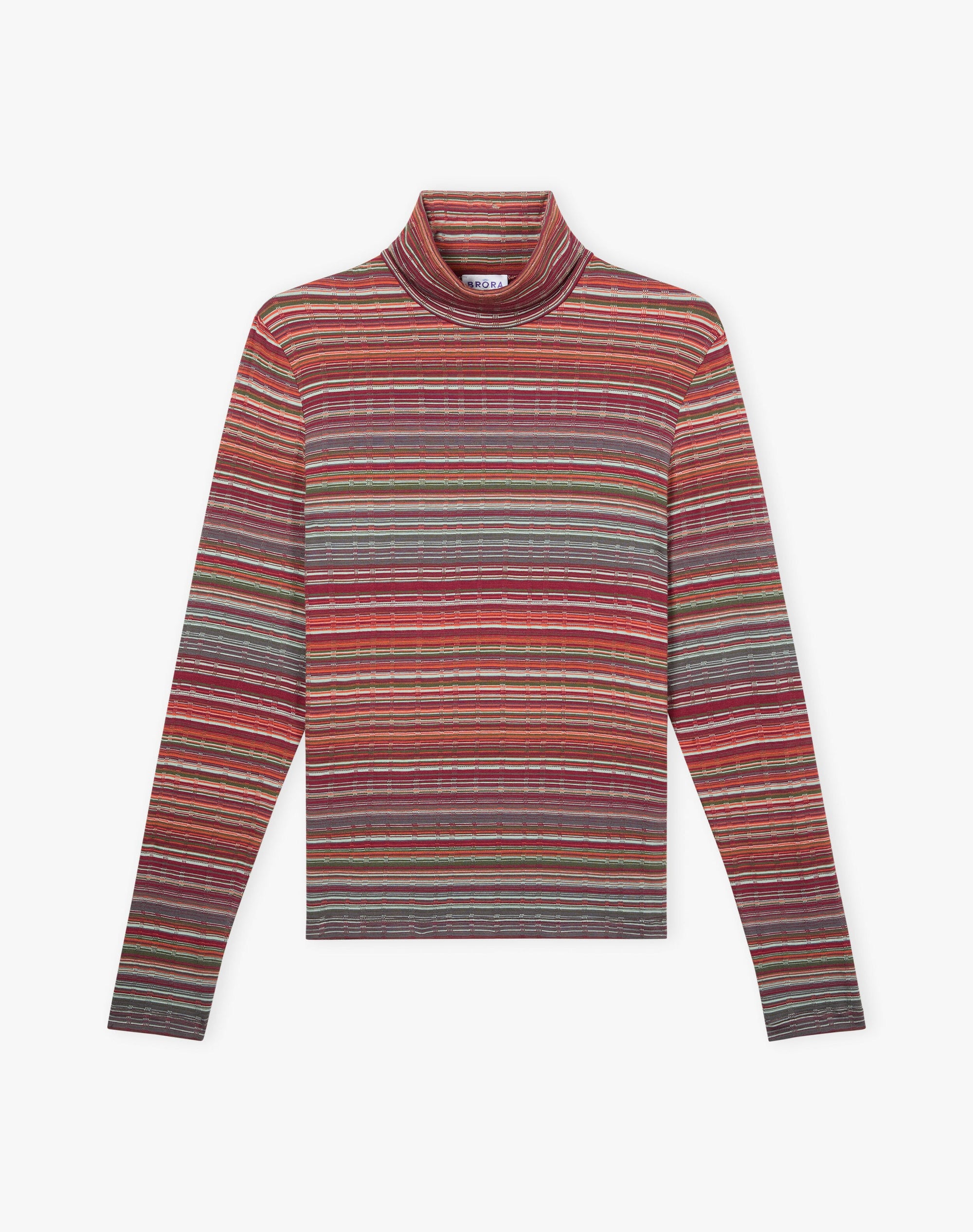 Fine Stripe Jersey Polo Neck