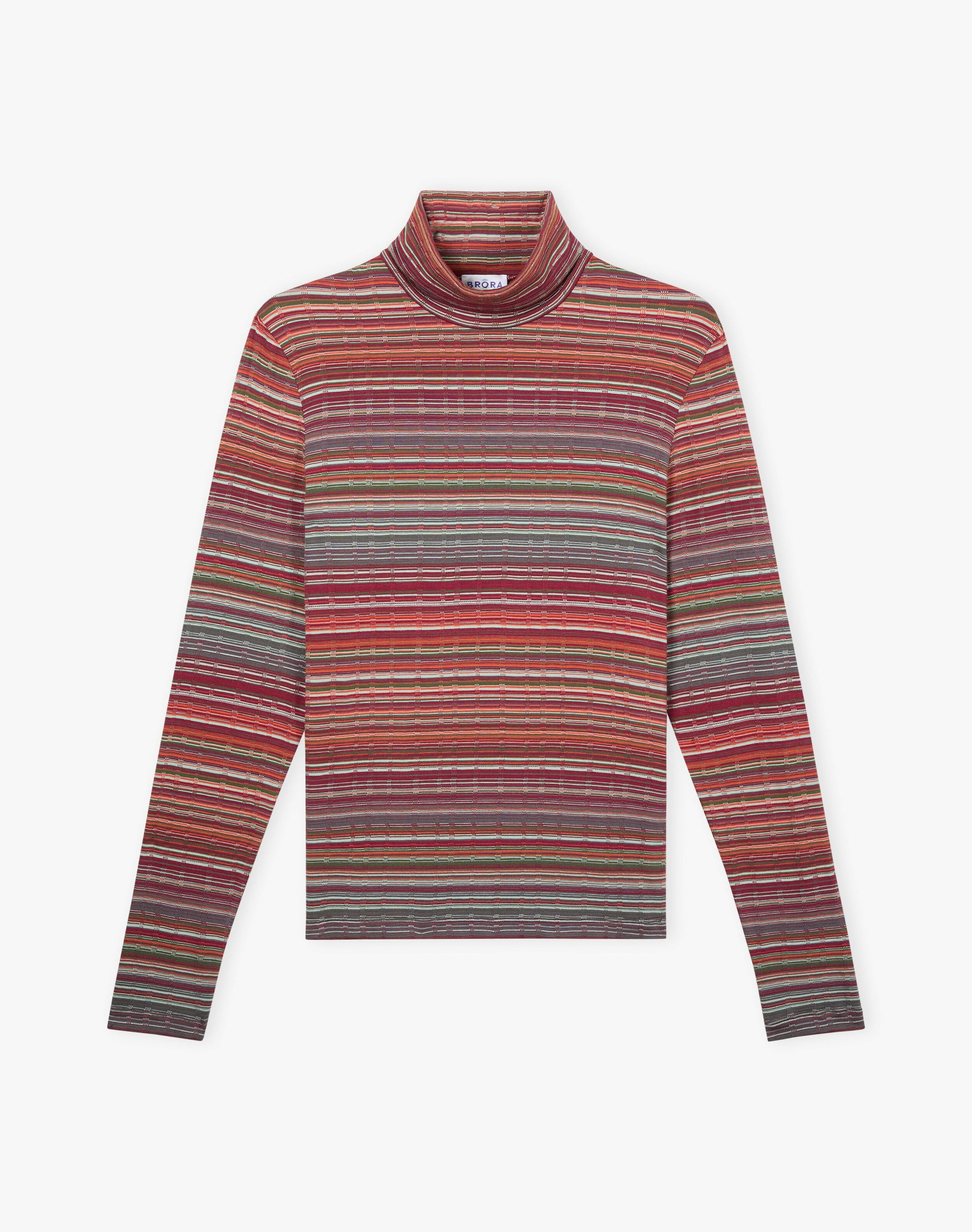 Fine Stripe Jersey Polo Neck