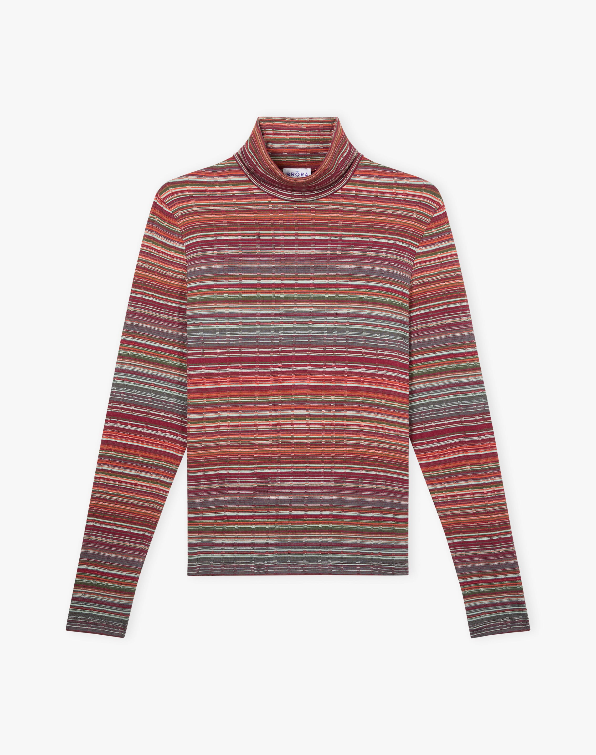 Fine Stripe Jersey Polo Neck