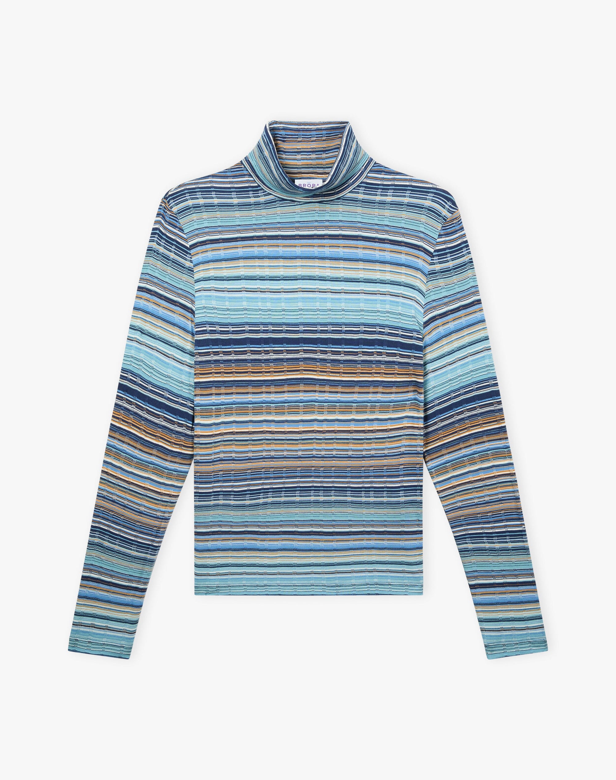 Fine Stripe Jersey Polo Neck