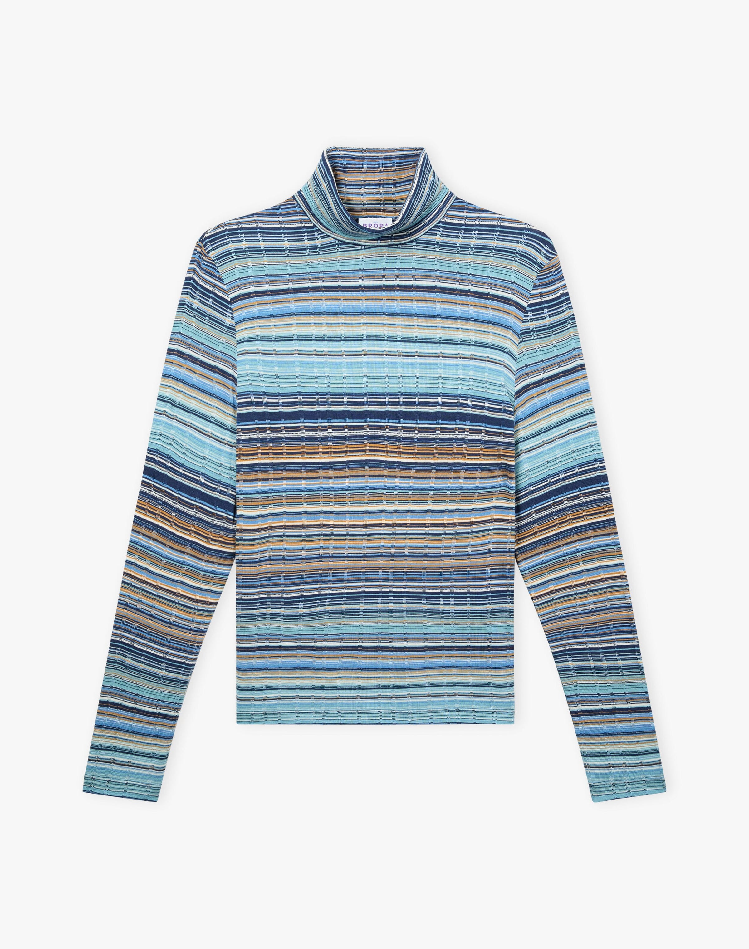 Fine Stripe Jersey Polo Neck