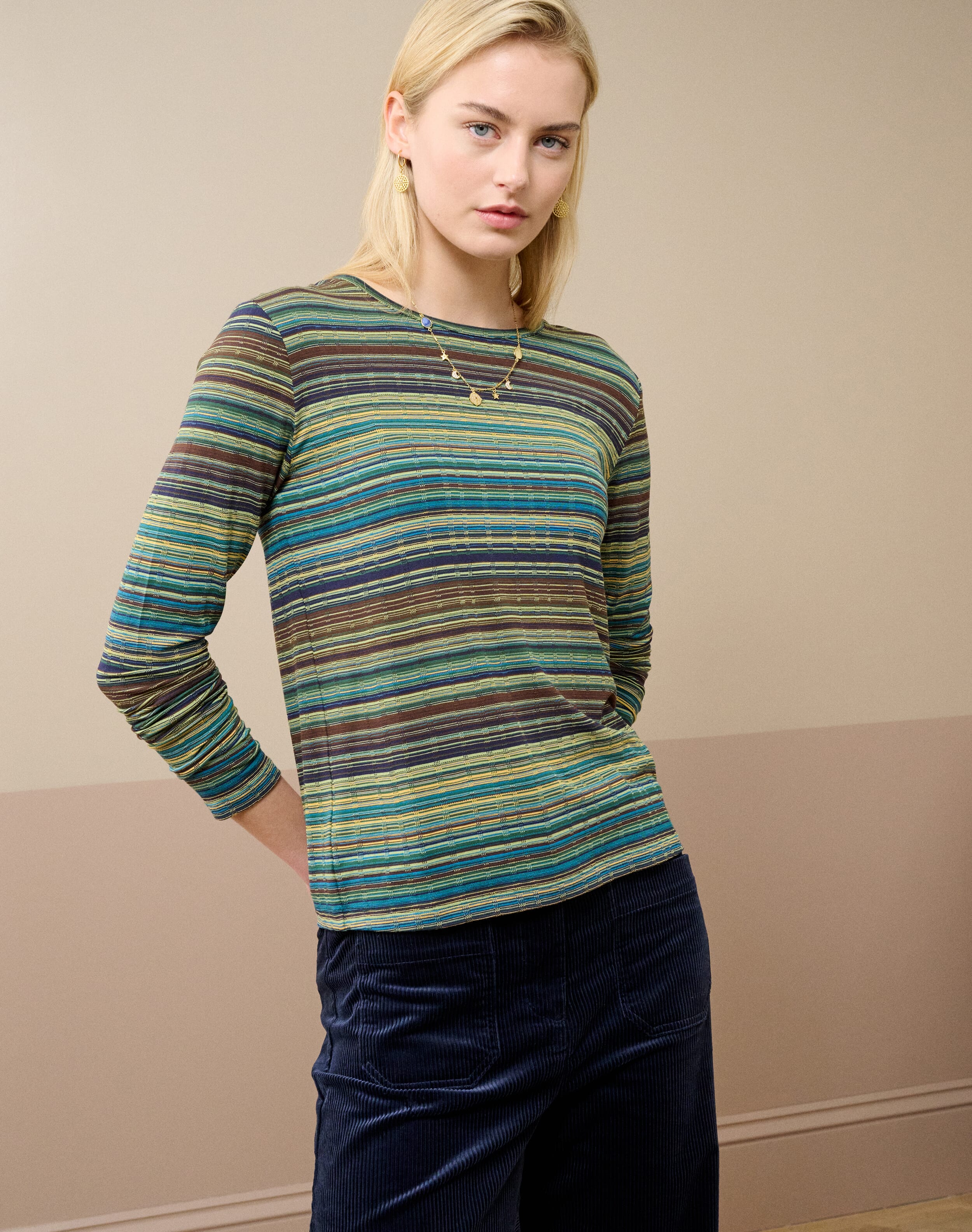 Fine Stripe Jersey T-Shirt