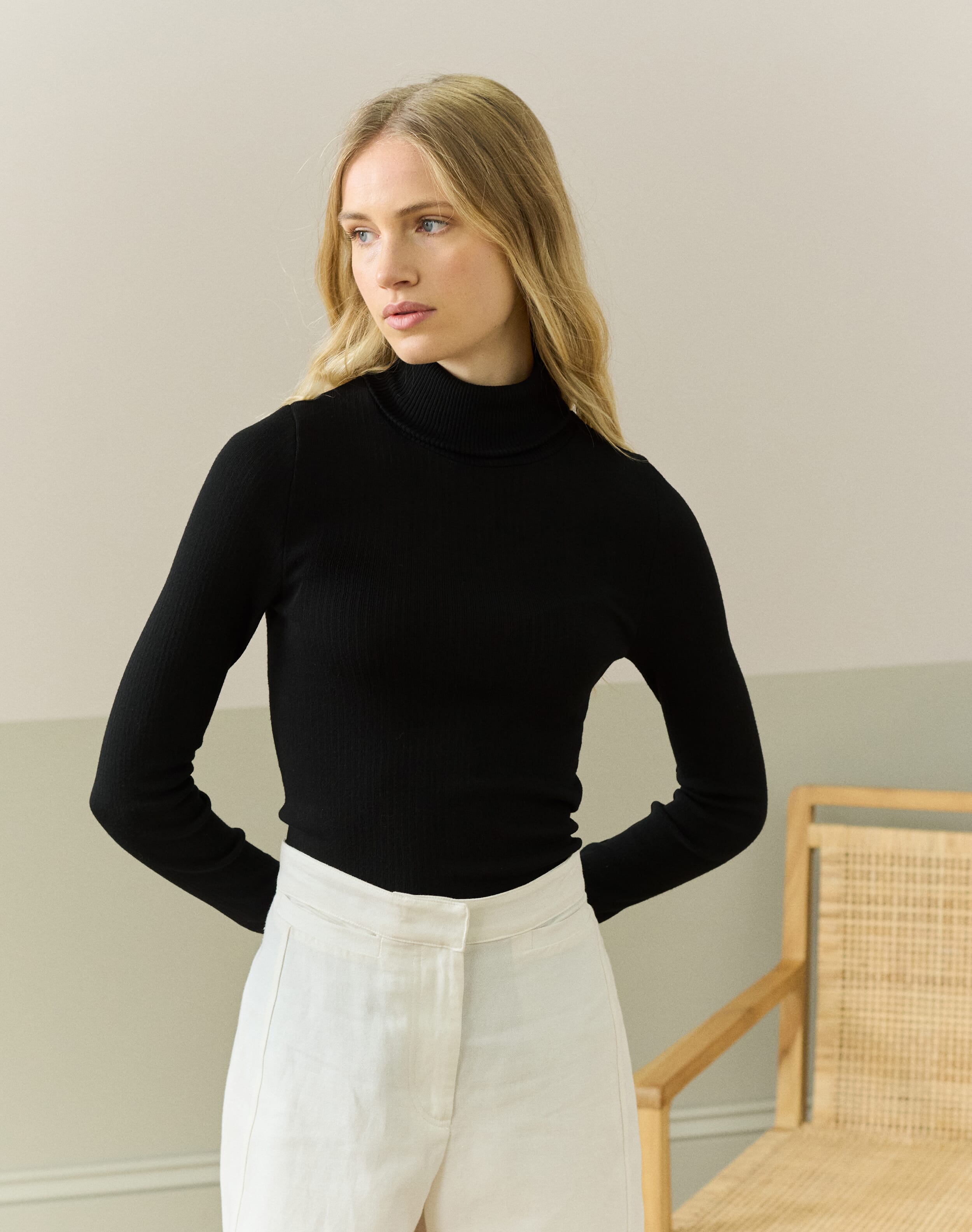 Ribbed Polo Neck