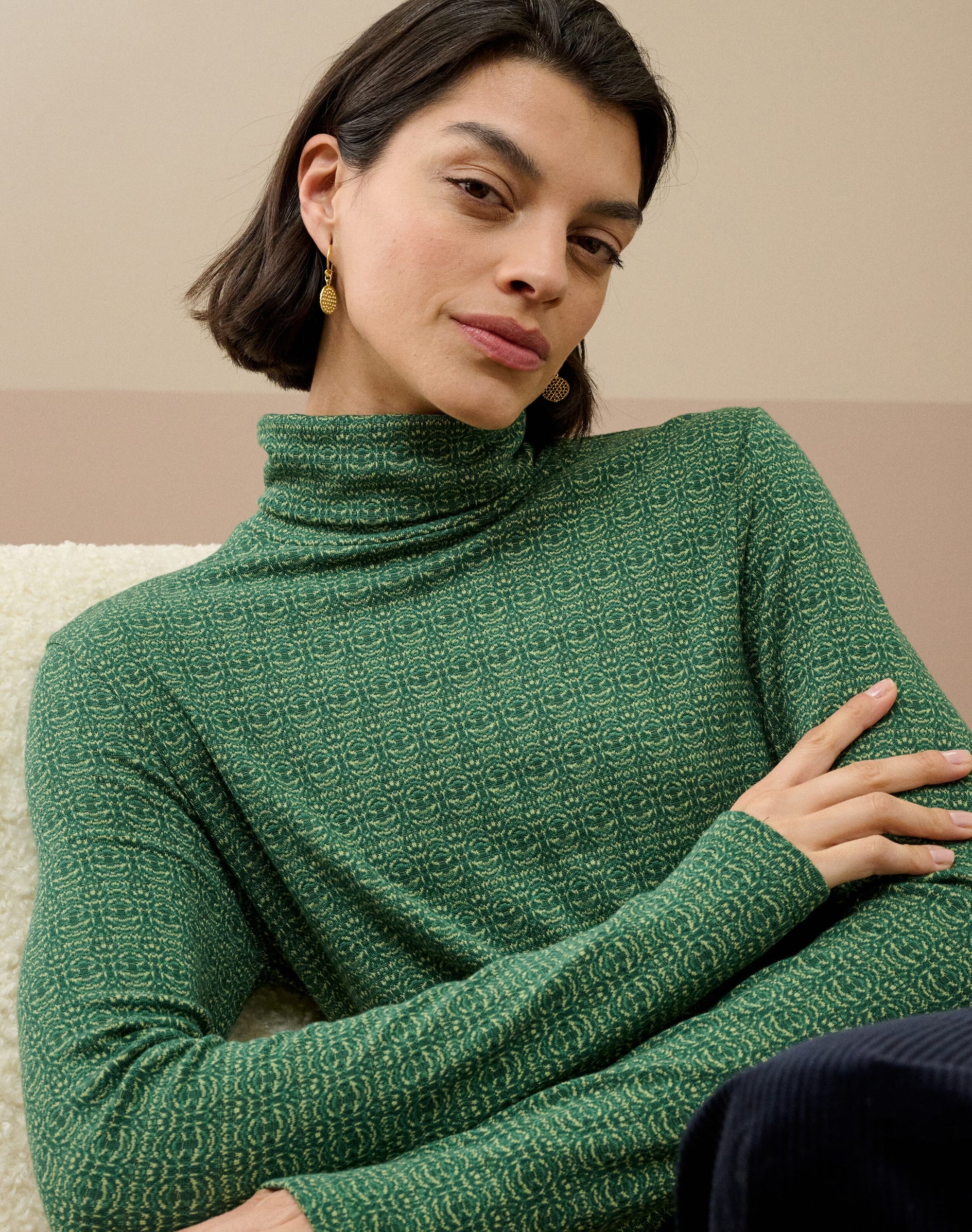 Textured Jersey Turtle Neck