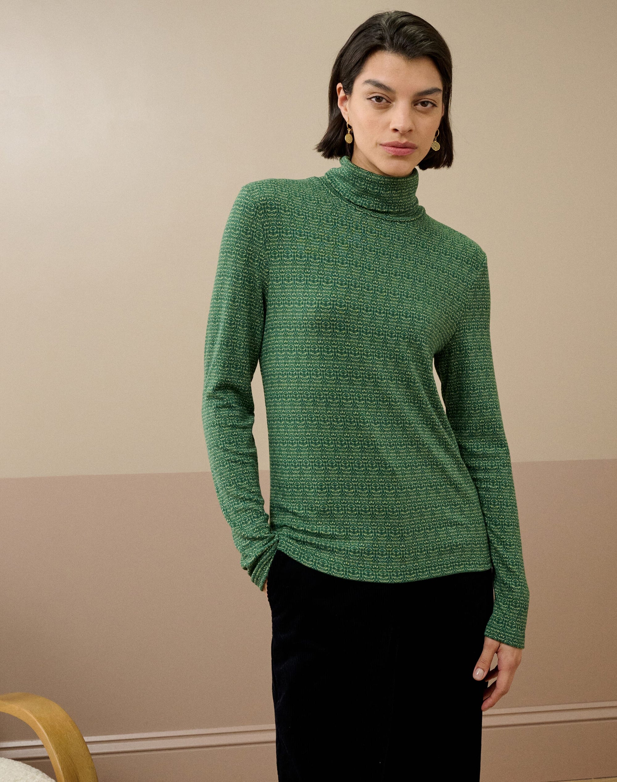 Textured Jersey Turtle Neck