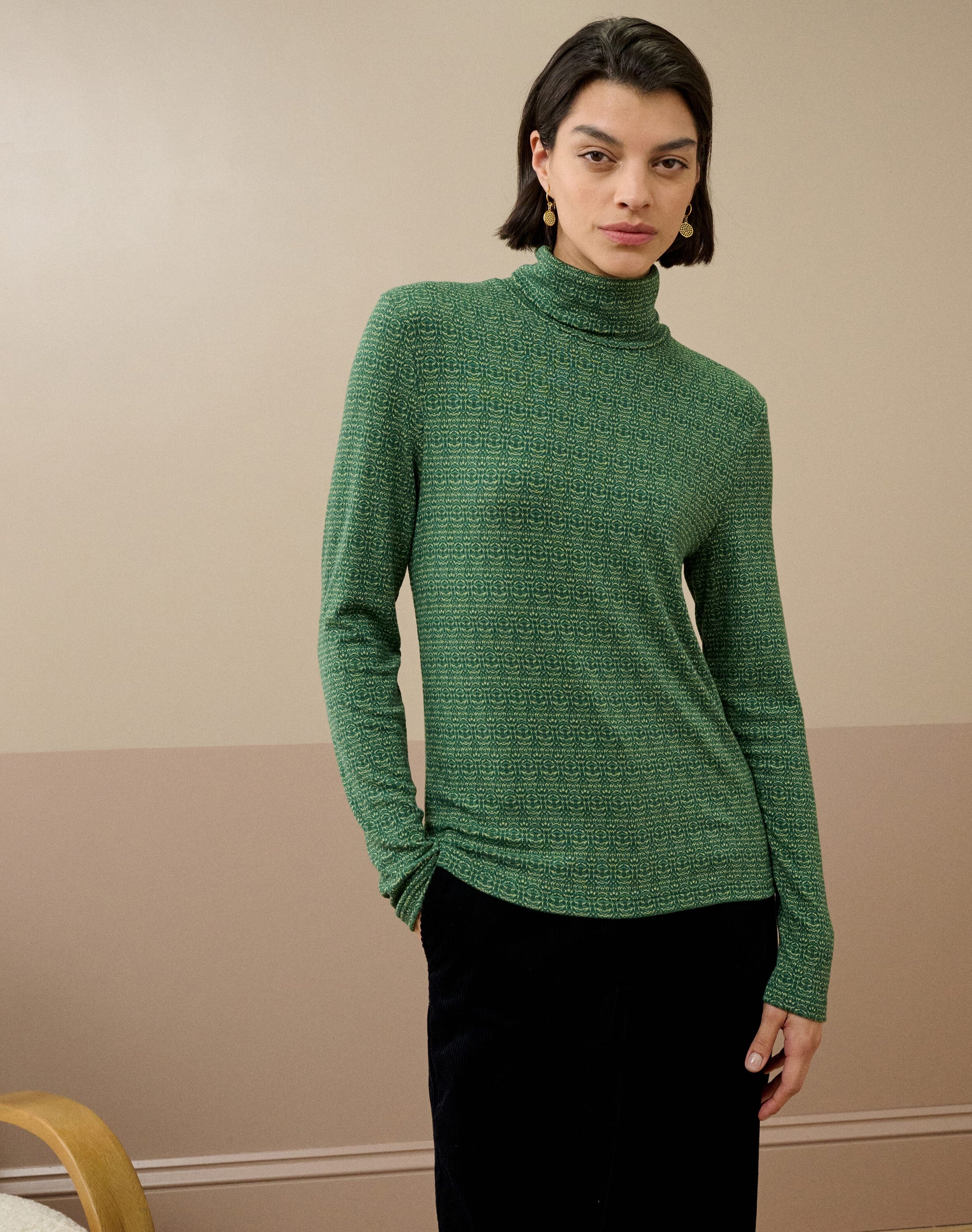 Textured Jersey Turtle Neck