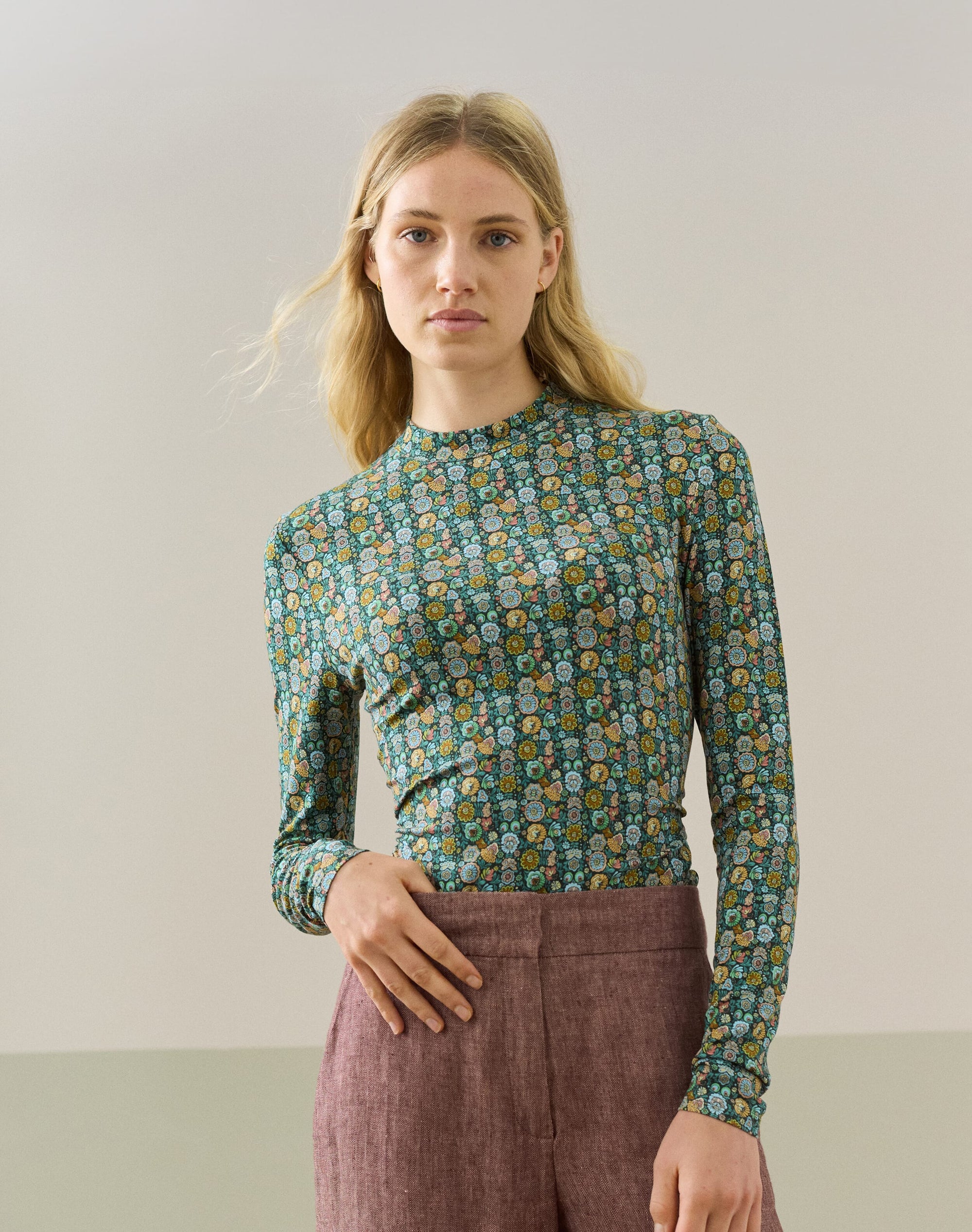 Liberty Print Jersey Turtle Neck