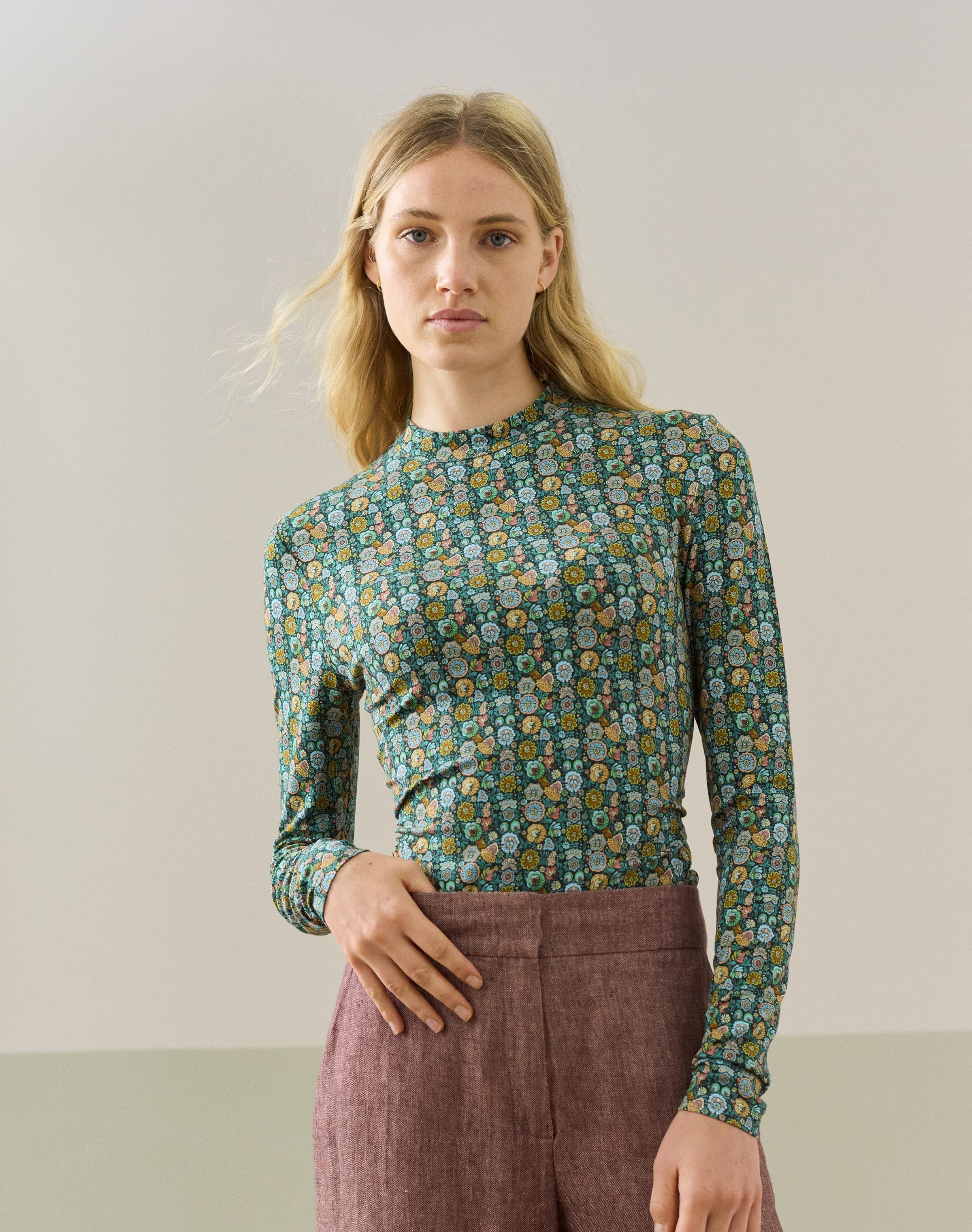 Liberty Print Jersey Turtle Neck