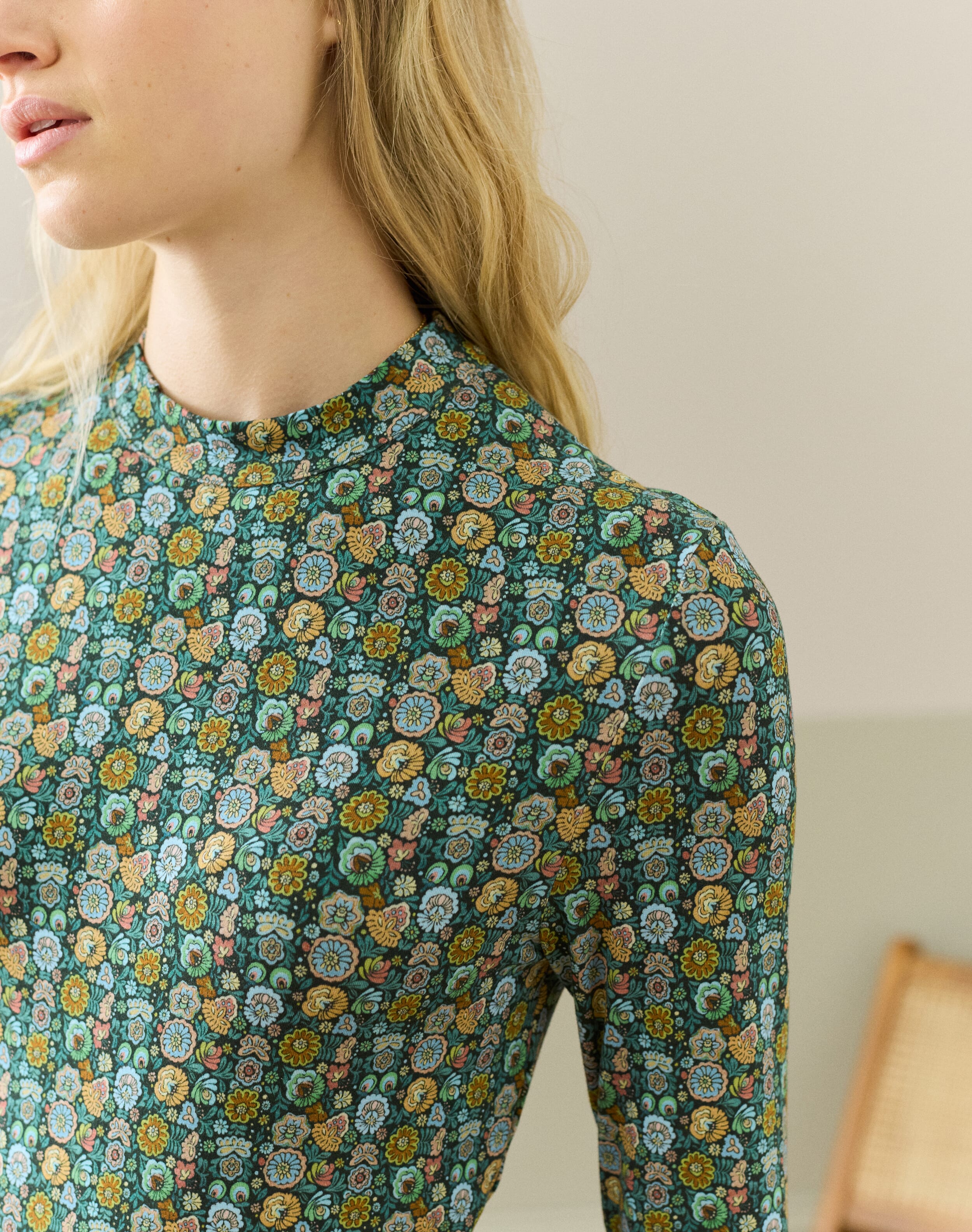Liberty Print Jersey Turtle Neck