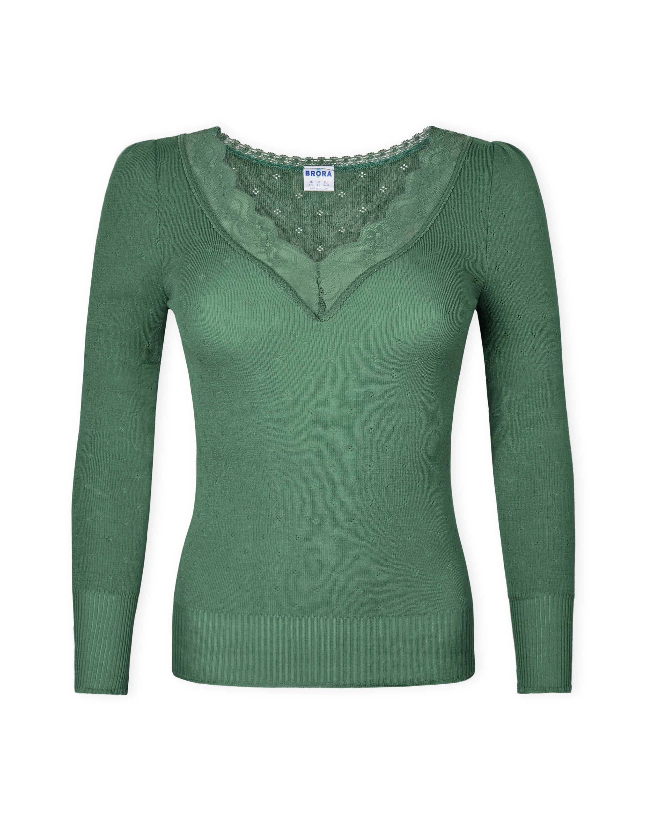 Lace Trim V Neck Top