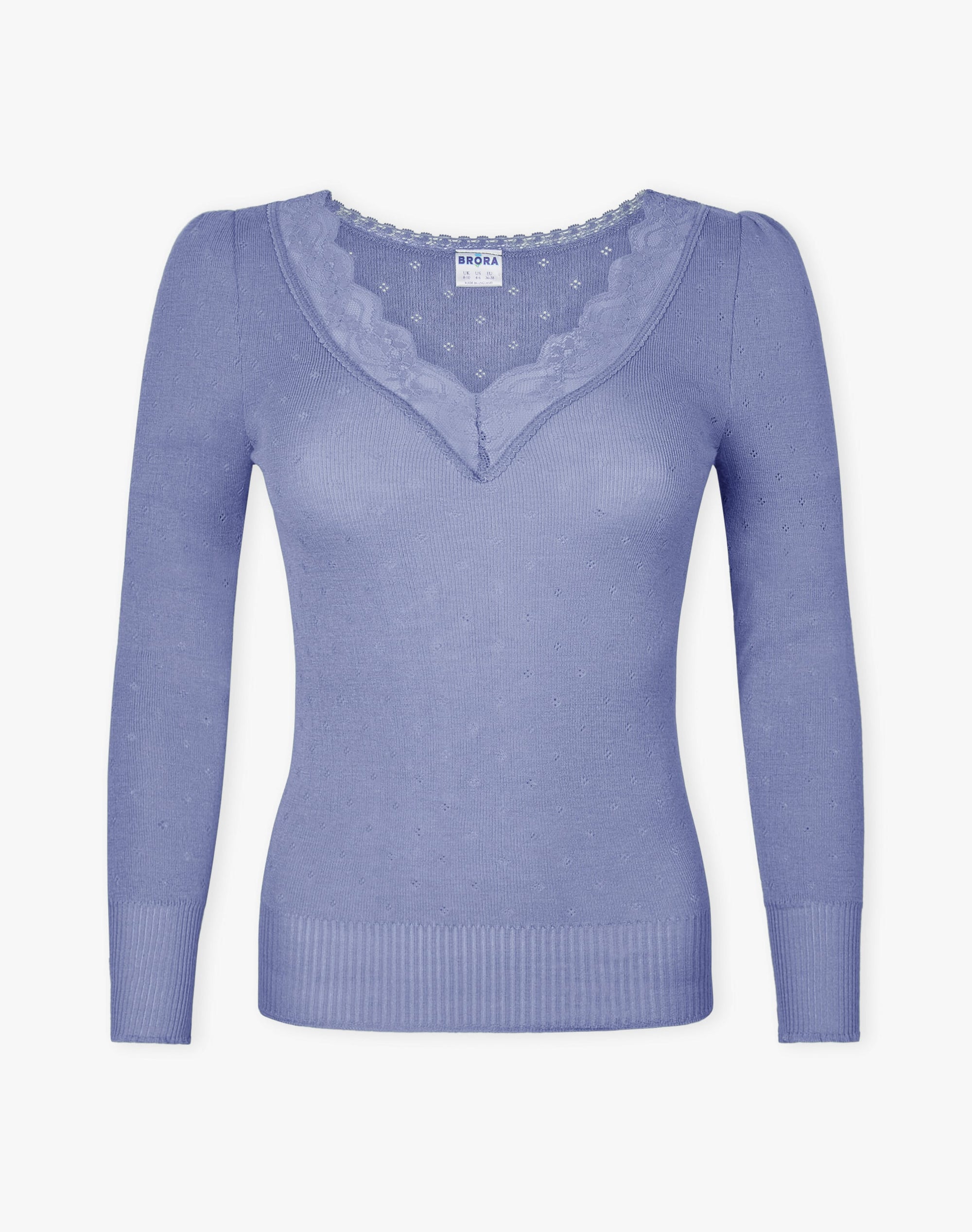 Lace Trim V Neck Top