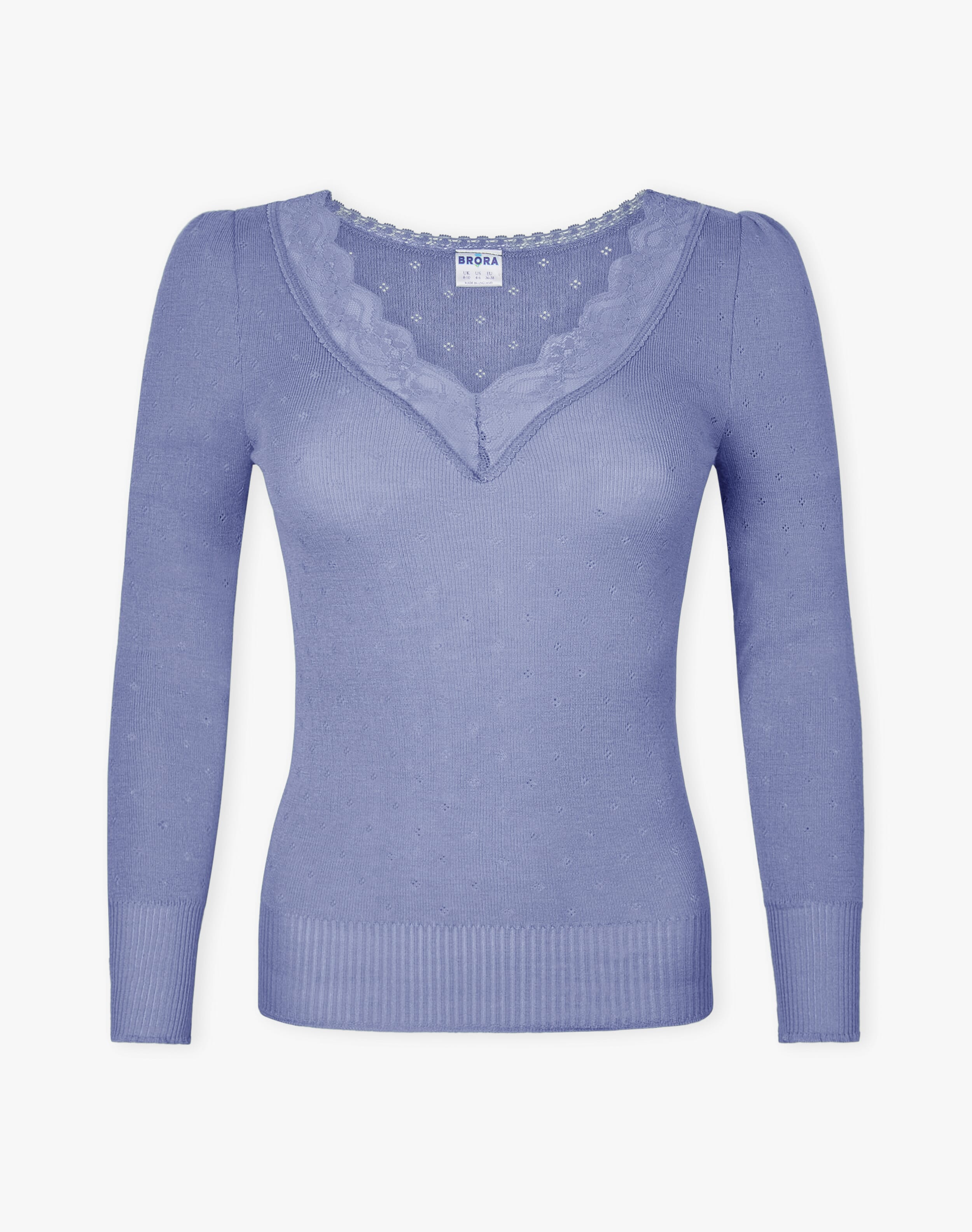 Lace Trim V Neck Top
