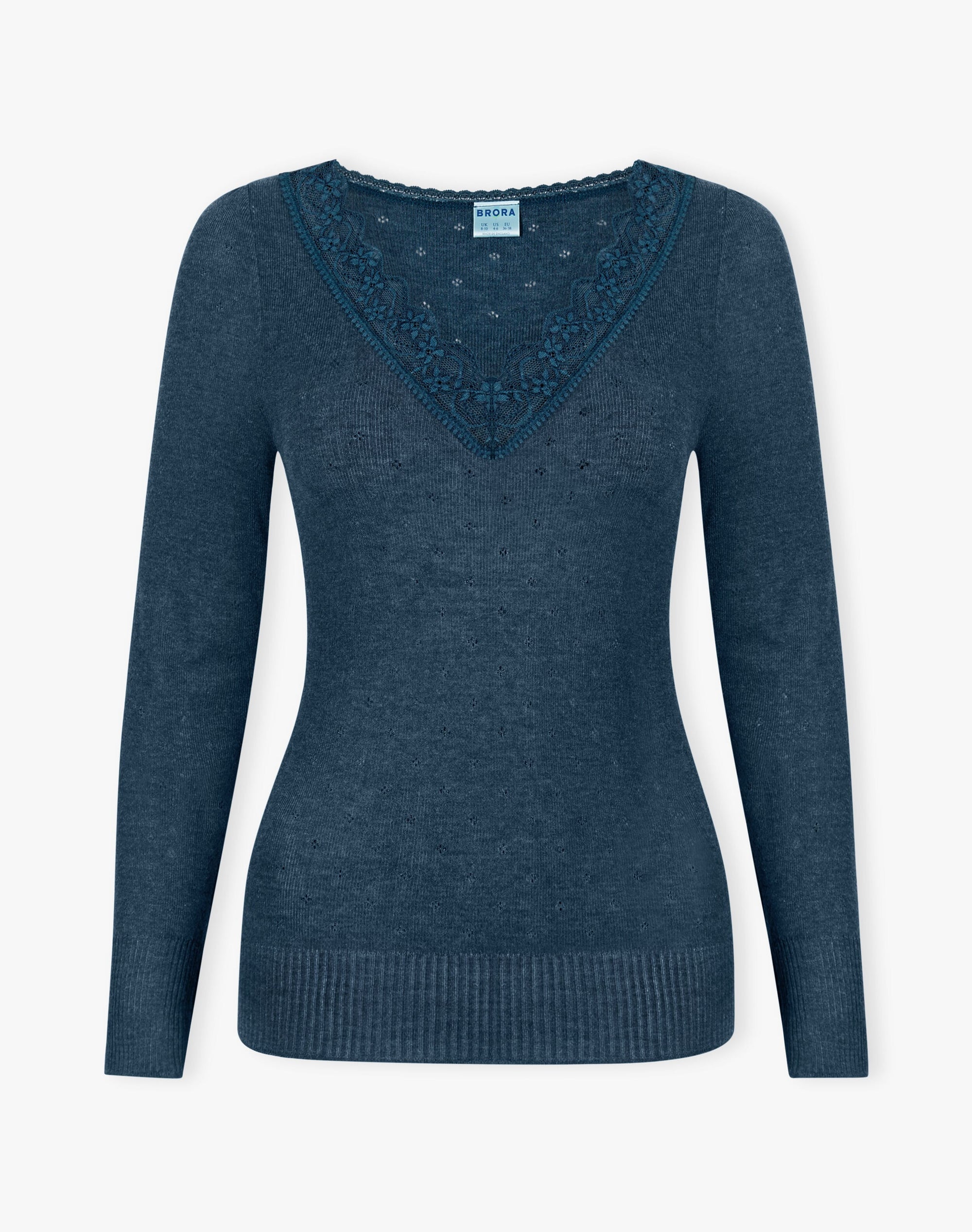 Lace Trim V Neck Top