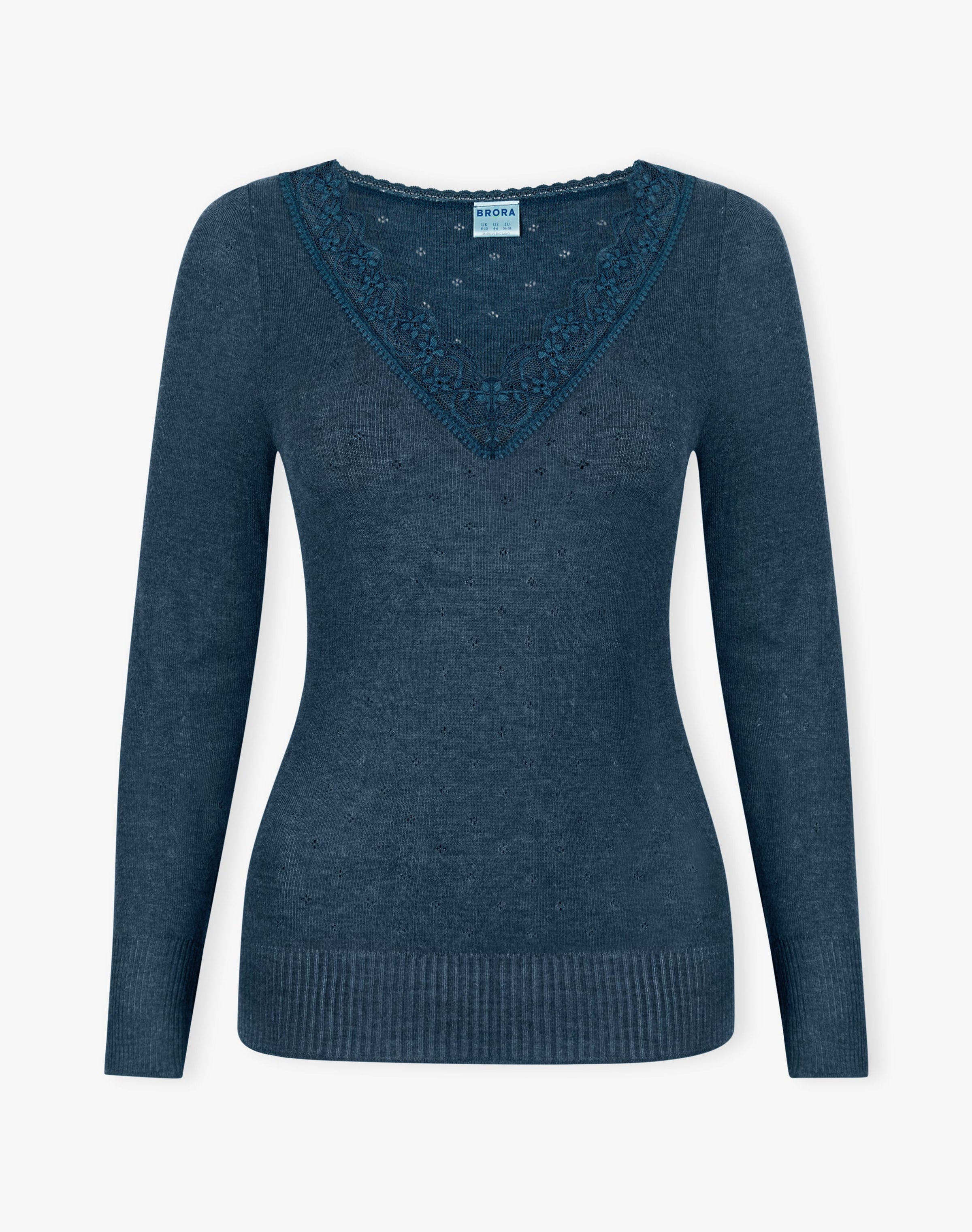 Lace Trim V Neck Top