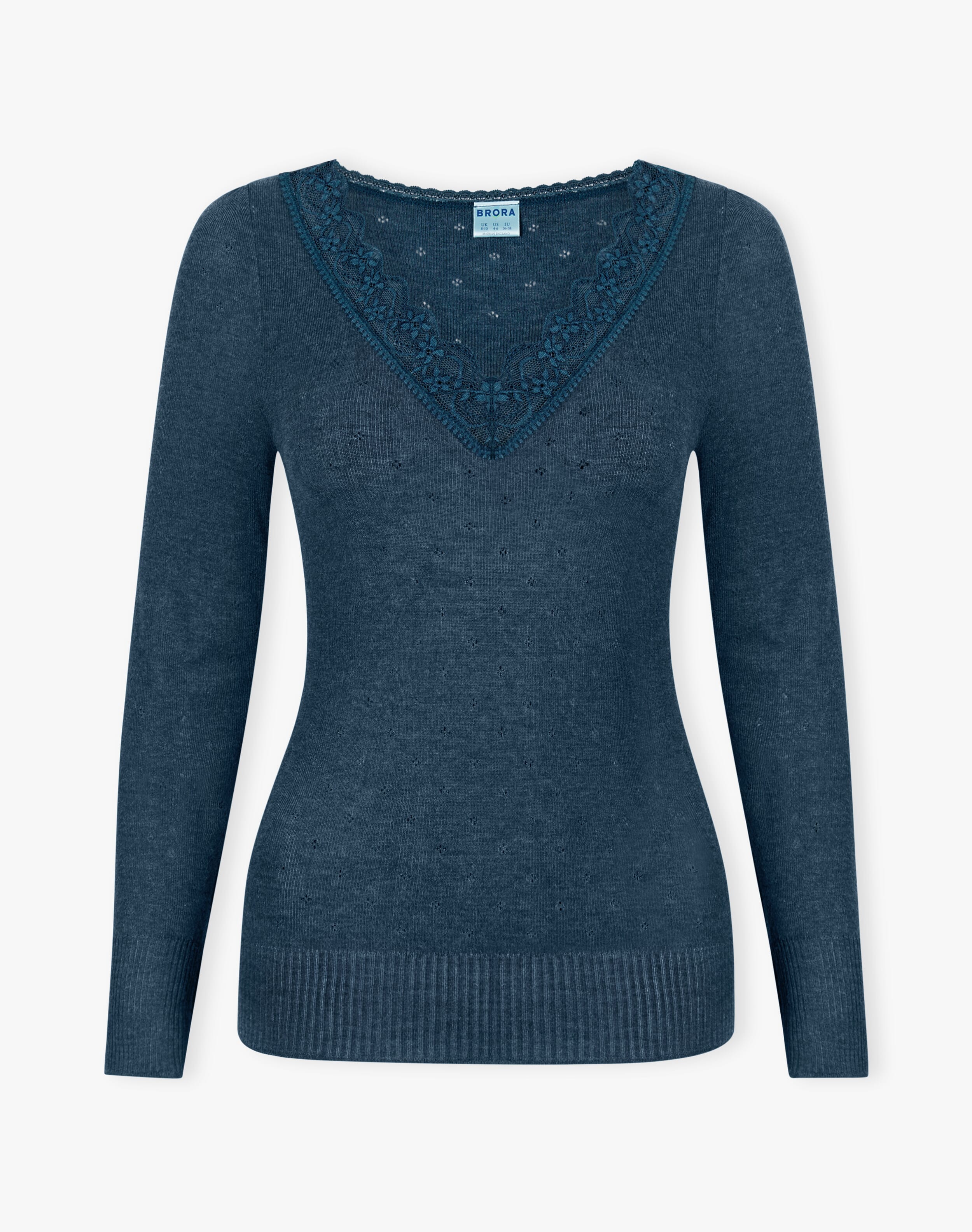 Lace Trim V Neck Top