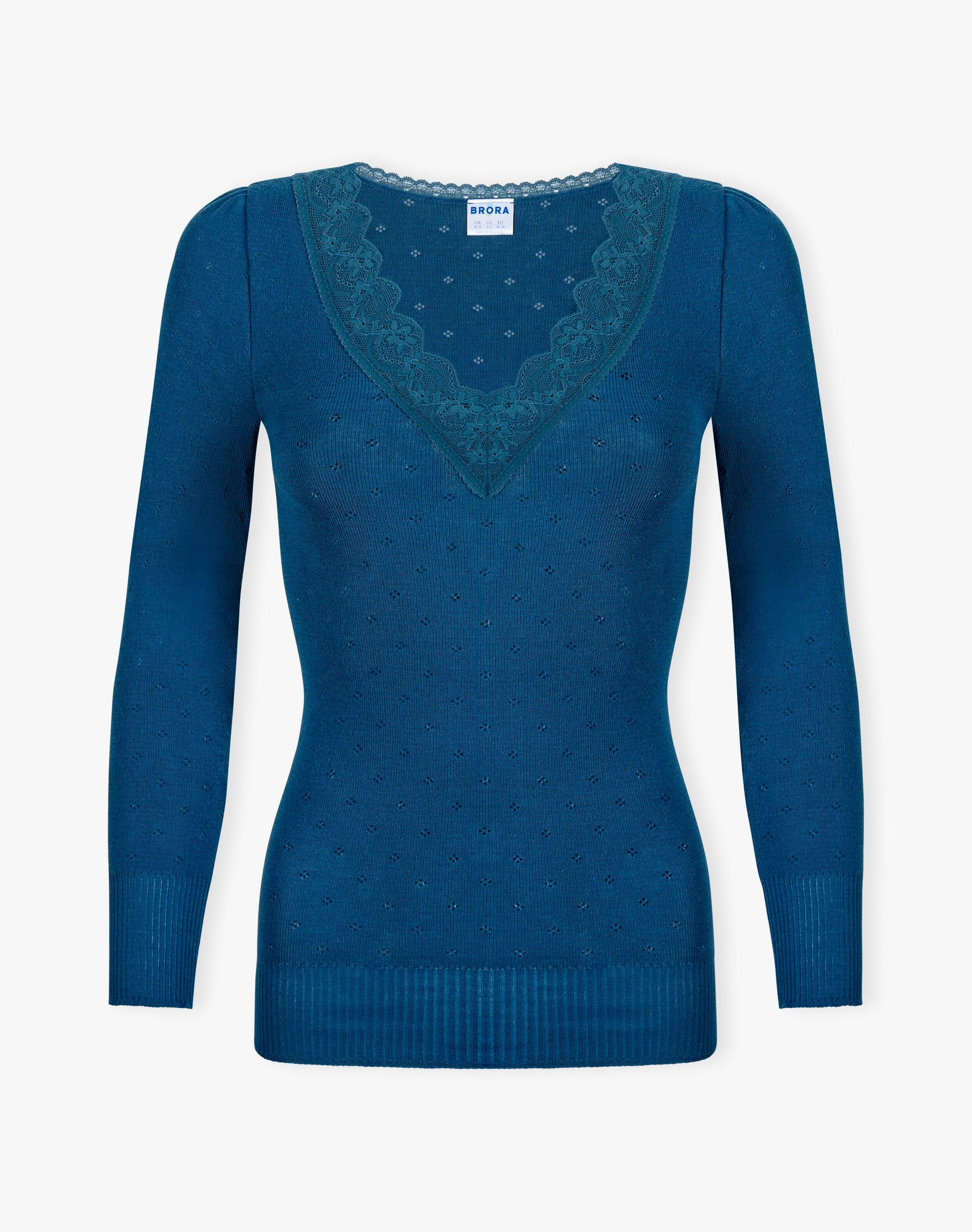 Lace Trim V Neck Top