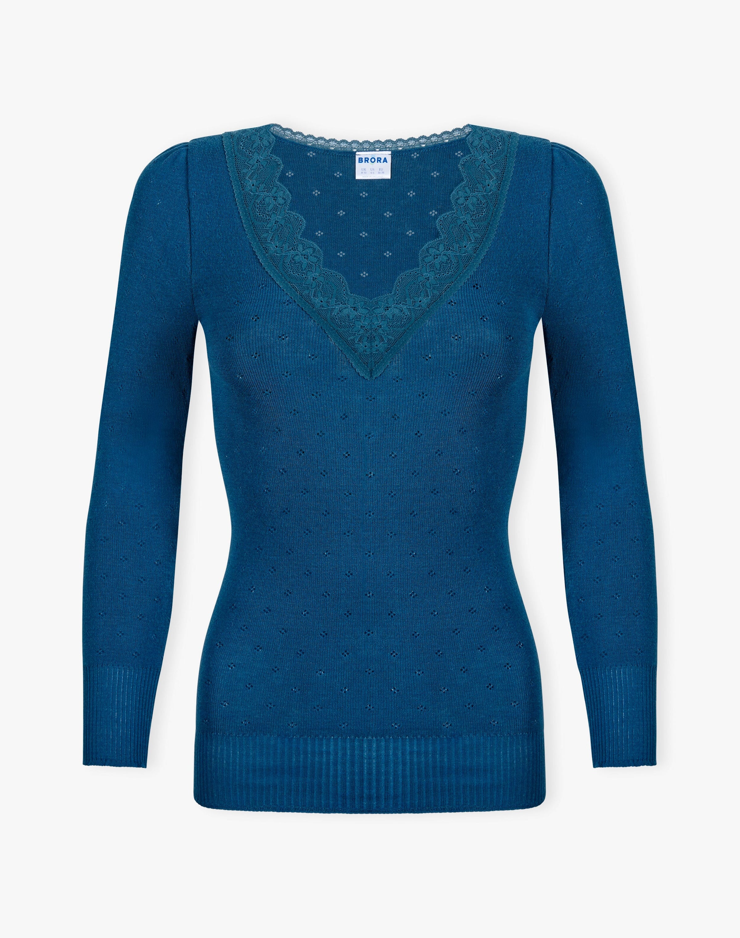Lace Trim V Neck Top