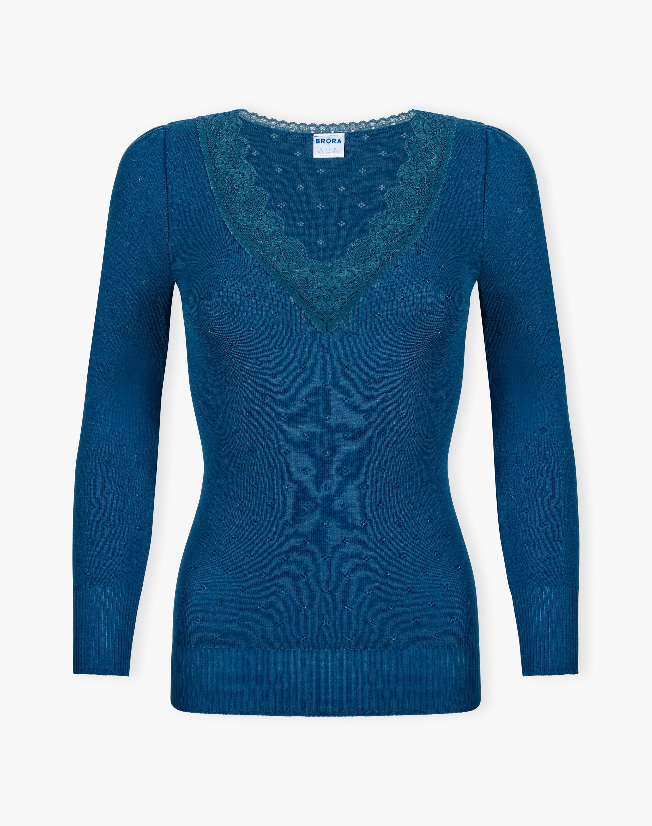 Lace Trim V Neck Top
