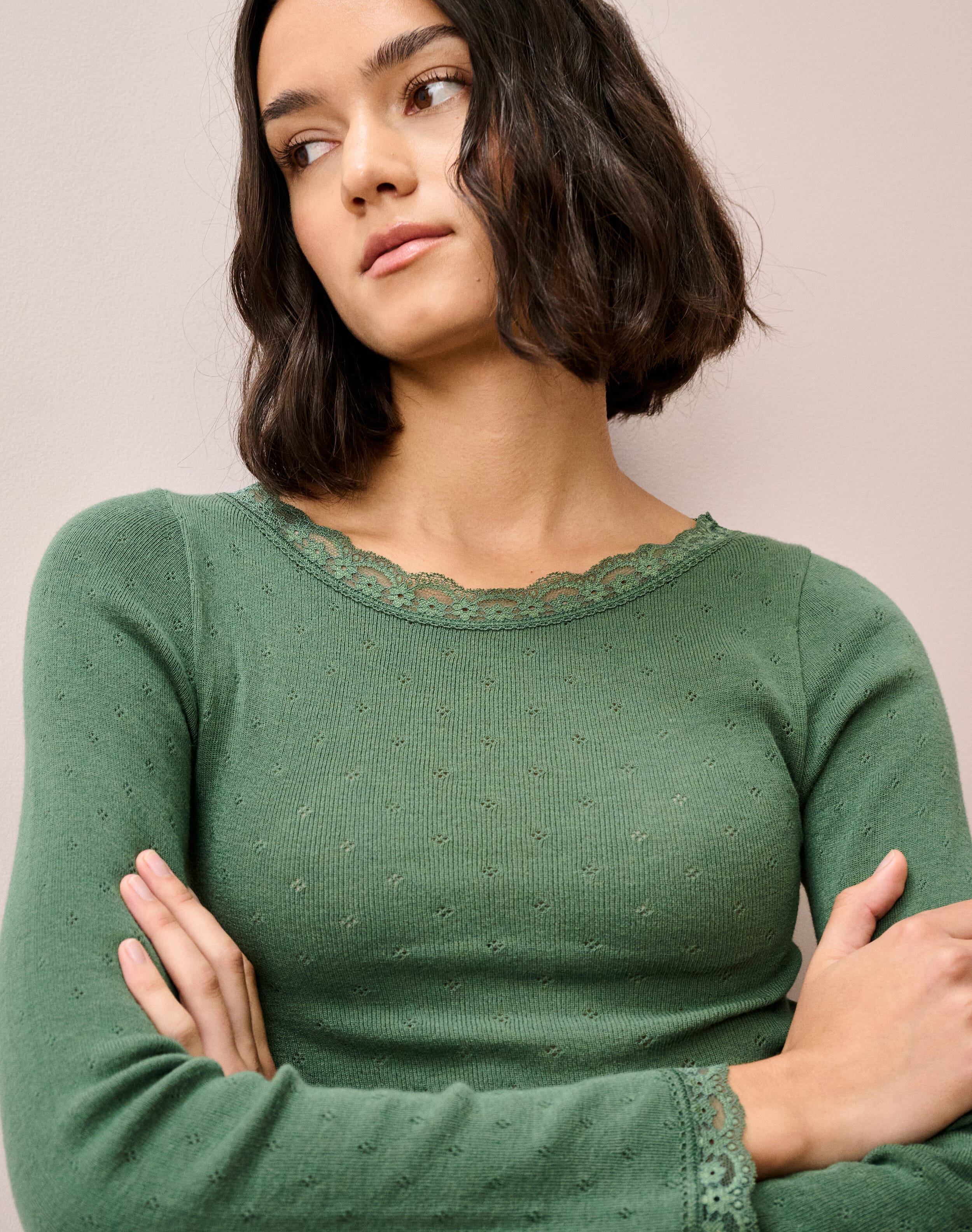 Lace Trim Scoop Neck