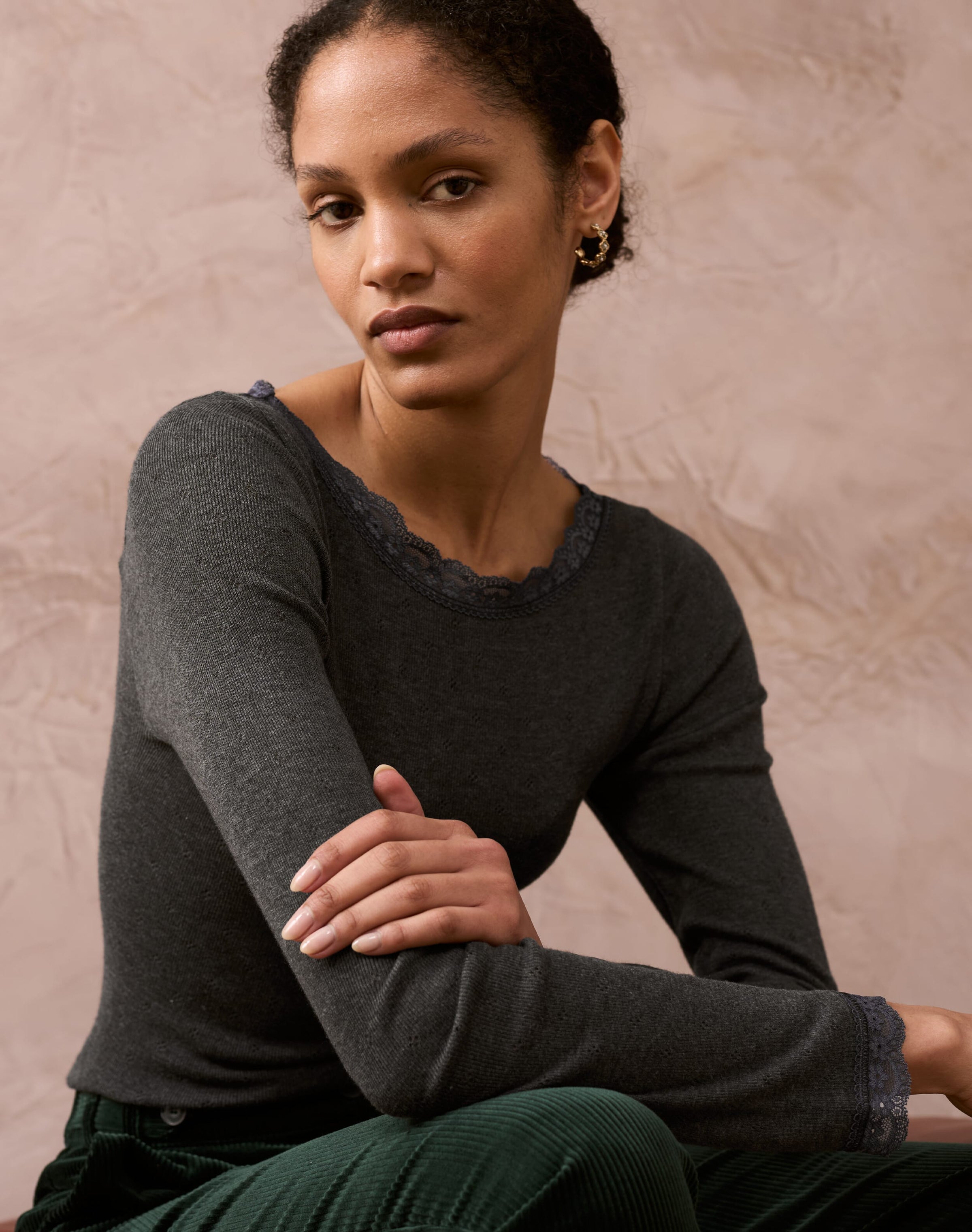 Lace Trim Scoop Neck