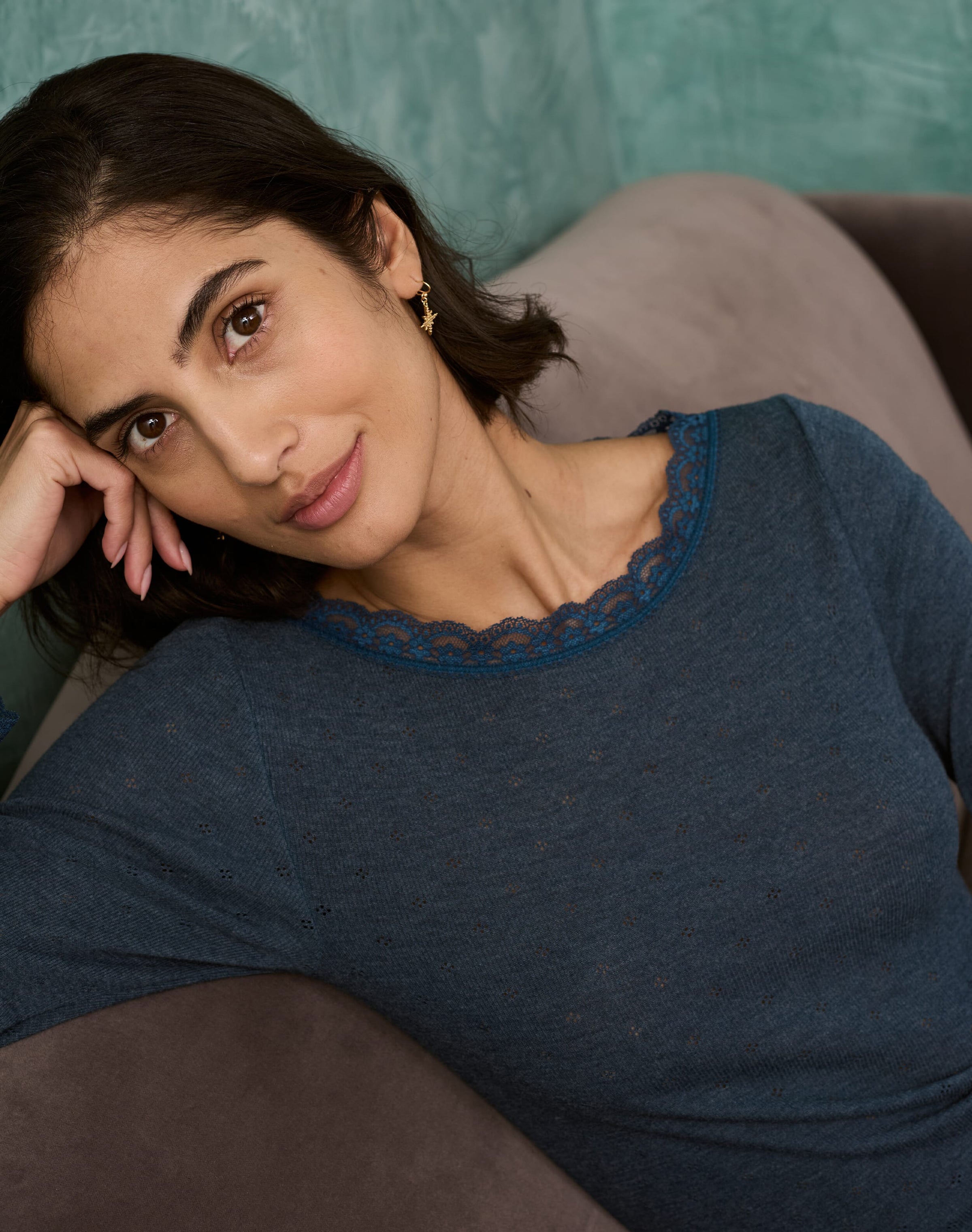 Lace Trim Scoop Neck