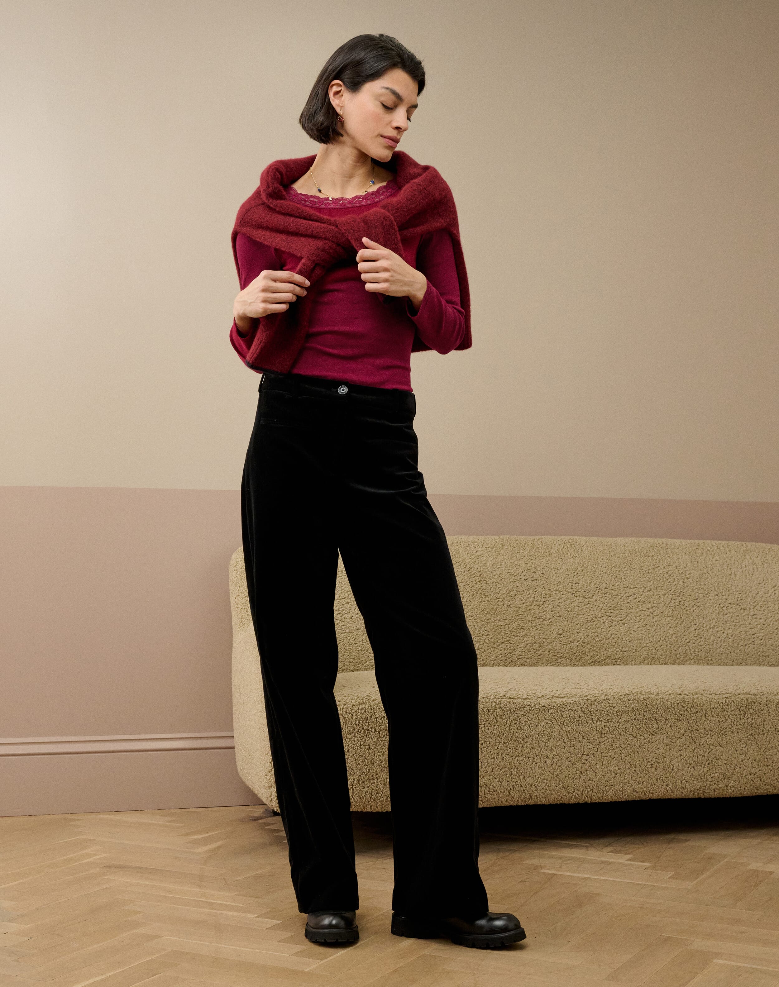 Lace Trim Scoop Neck