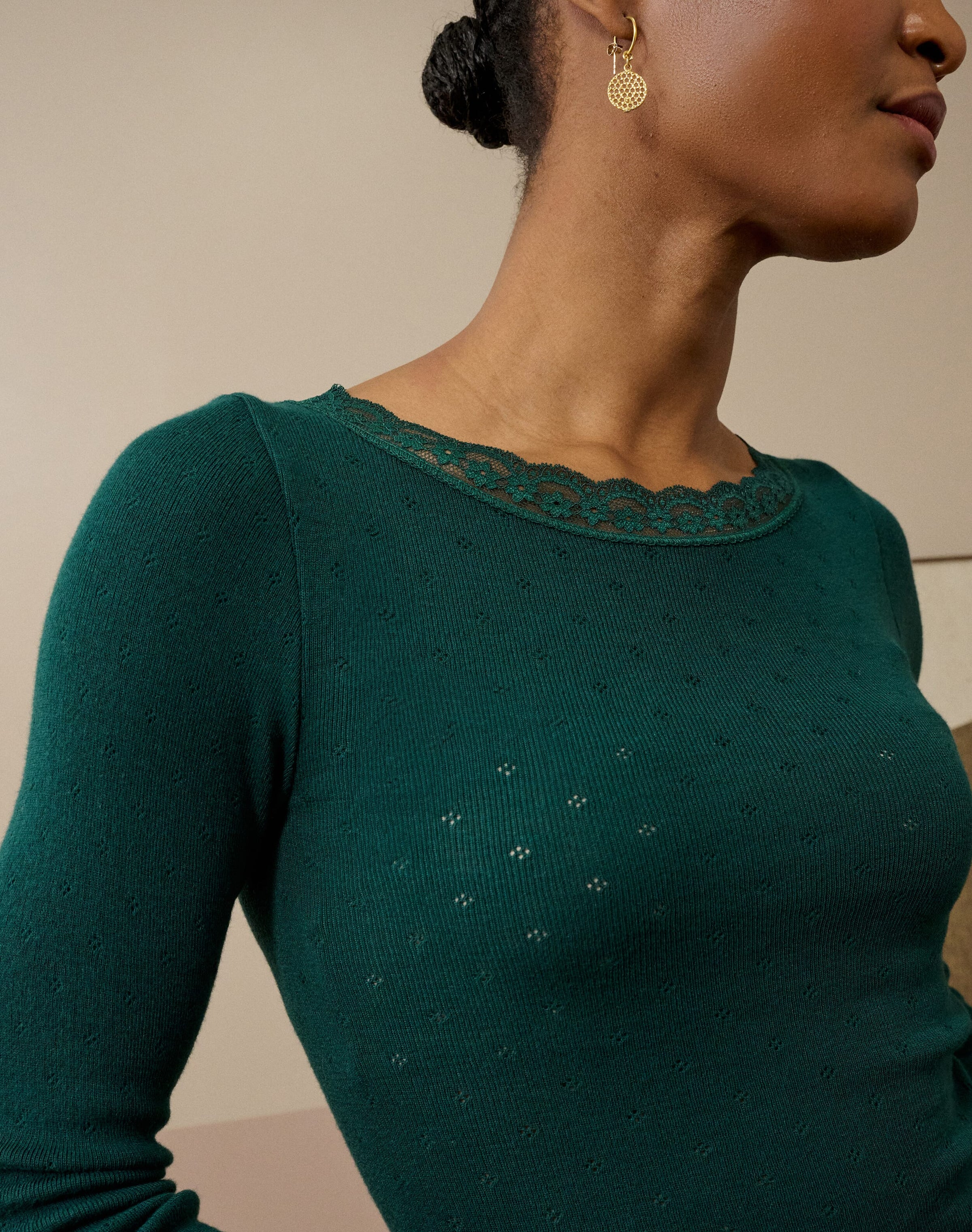 Lace Trim Scoop Neck