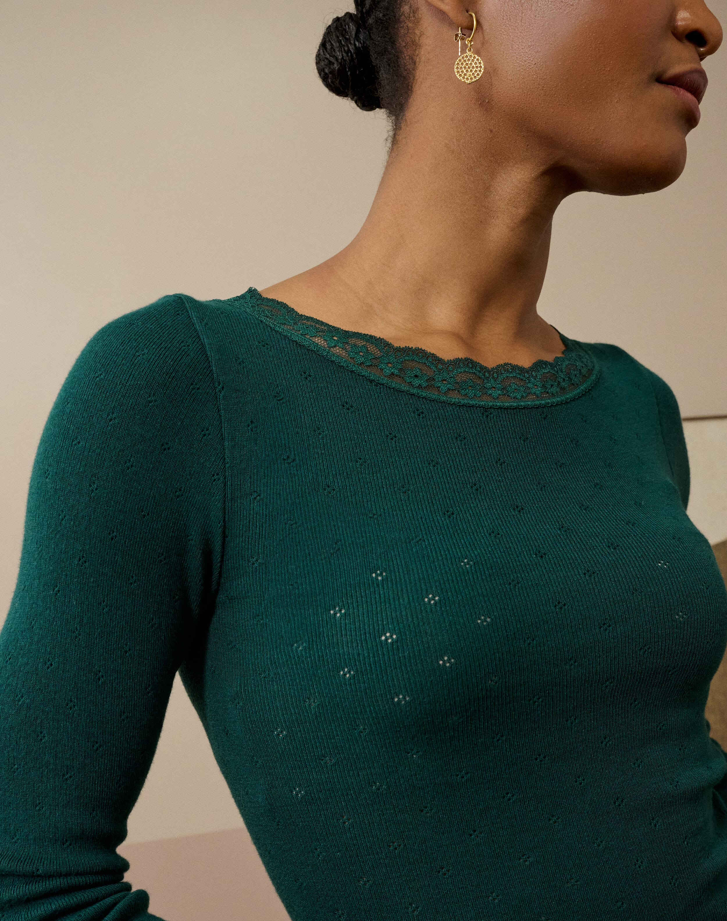 Lace Trim Scoop Neck