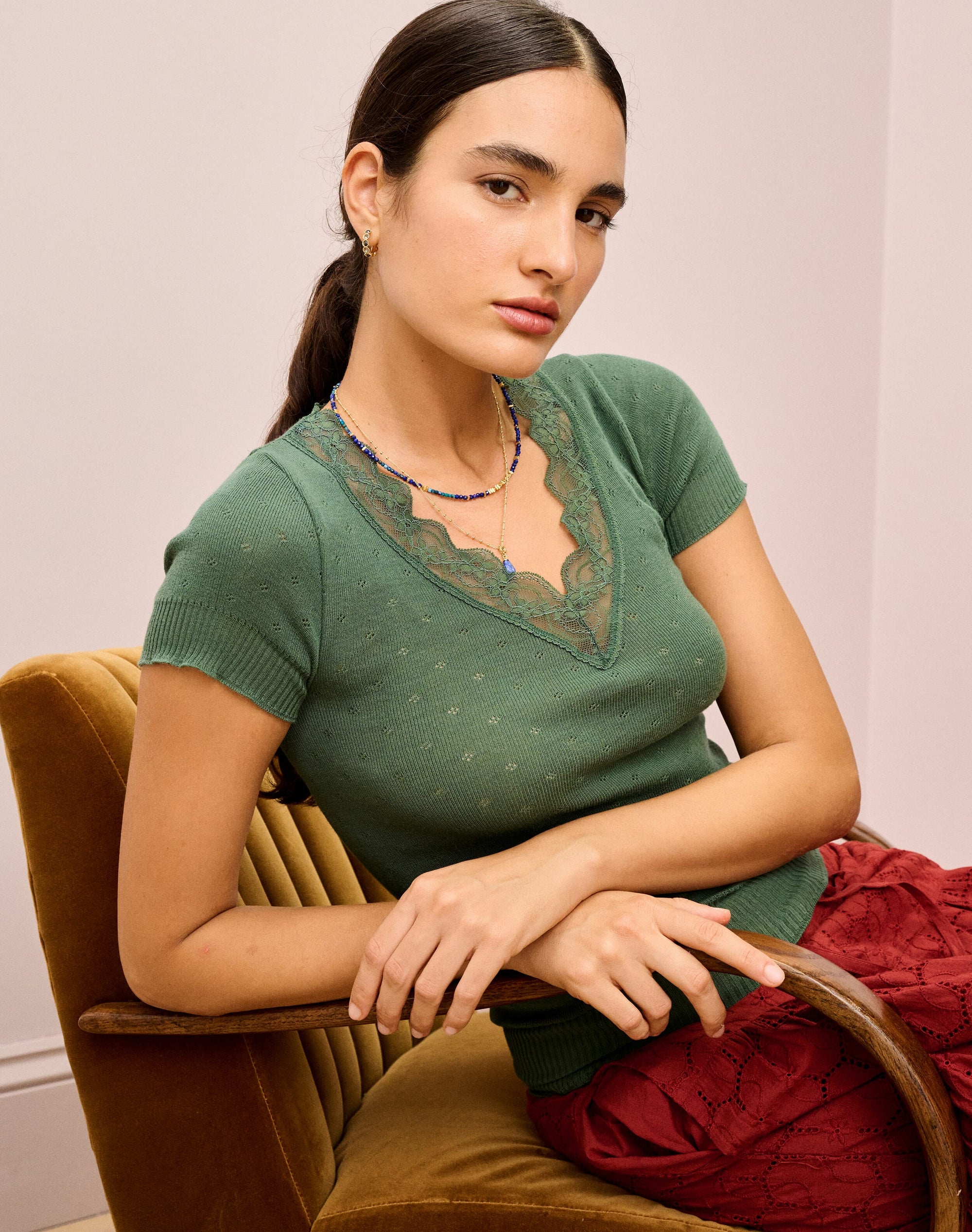 Lace Trim Cap Sleeve Top