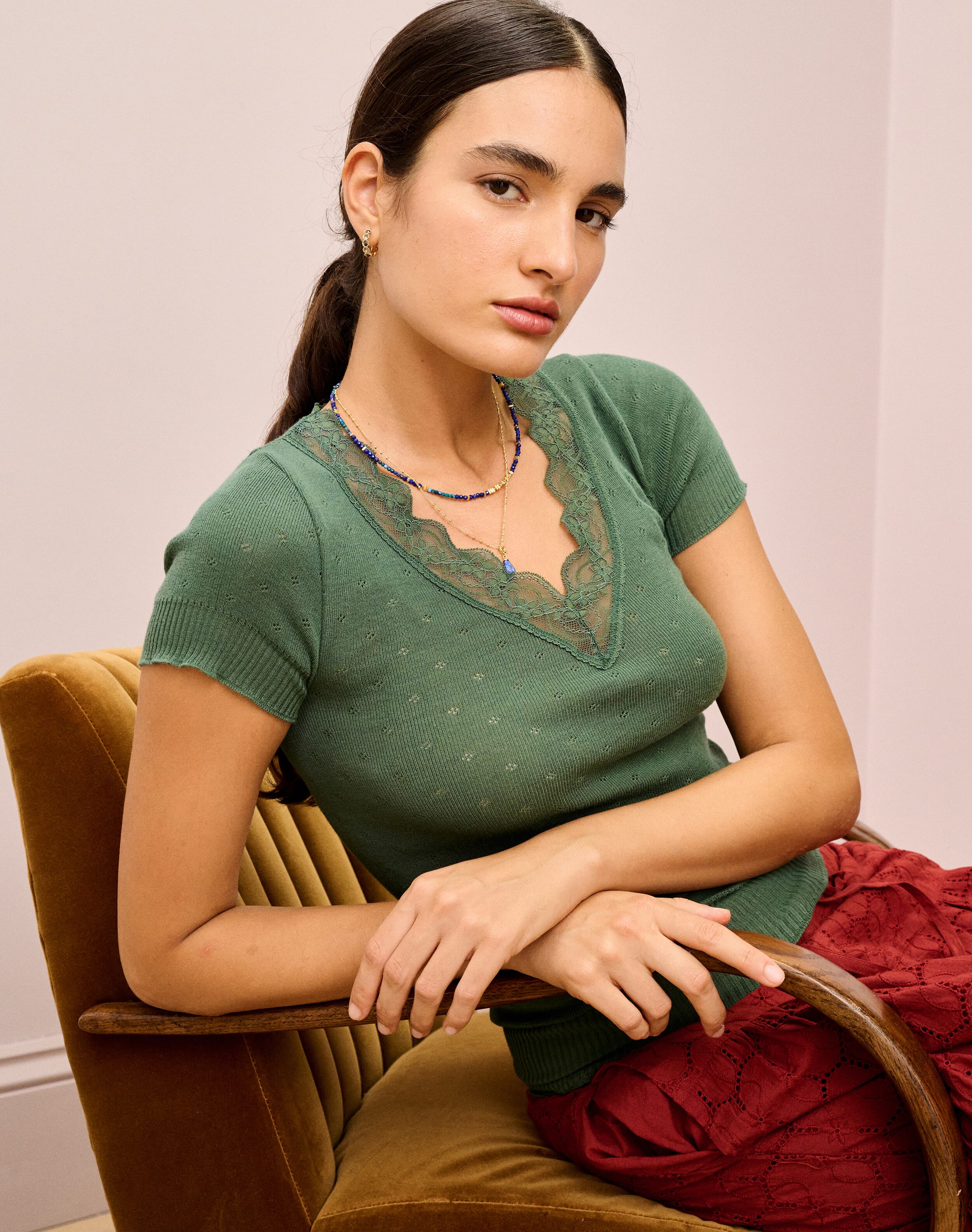 Lace Trim Cap Sleeve Top