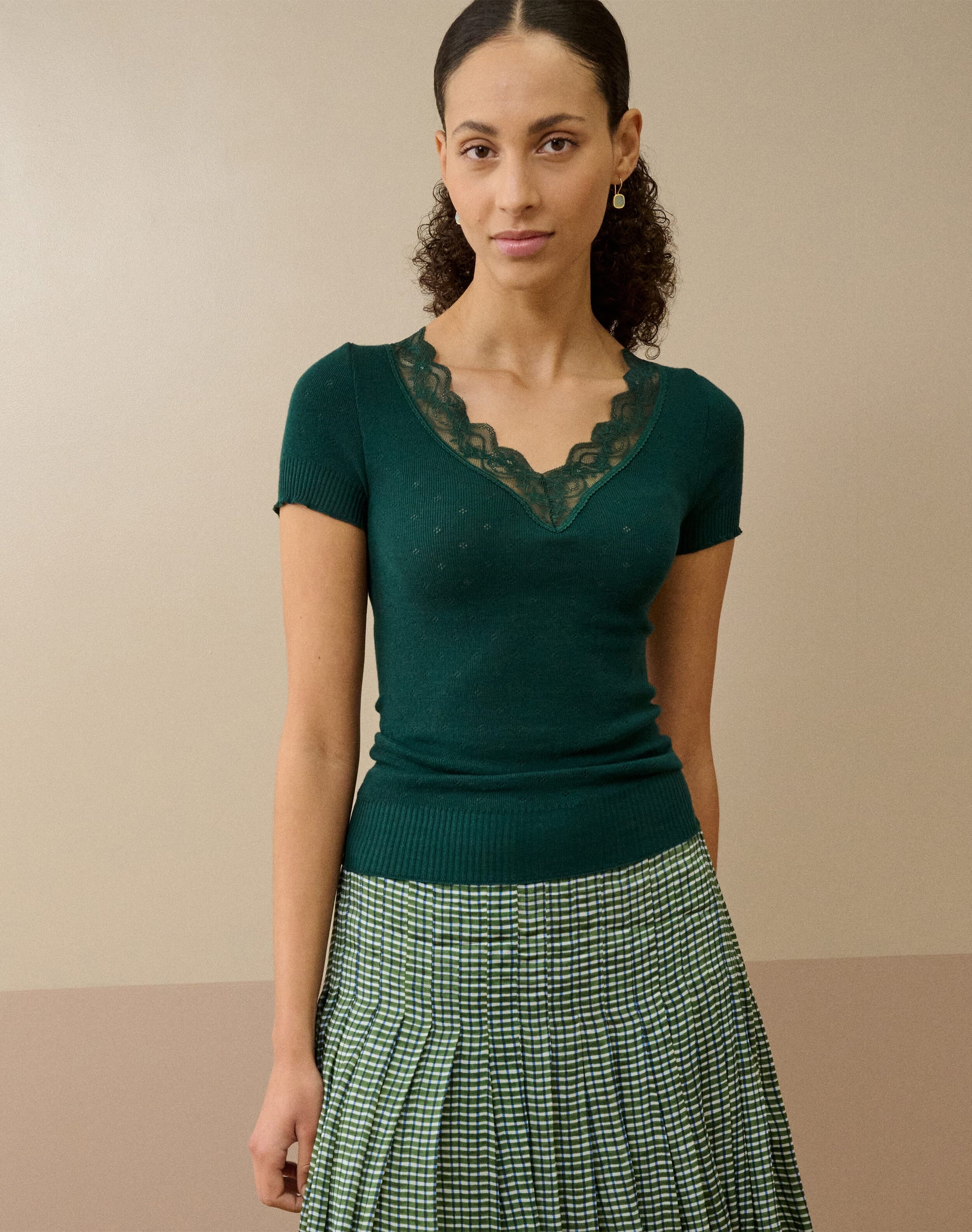 Lace Trim Cap Sleeve Top