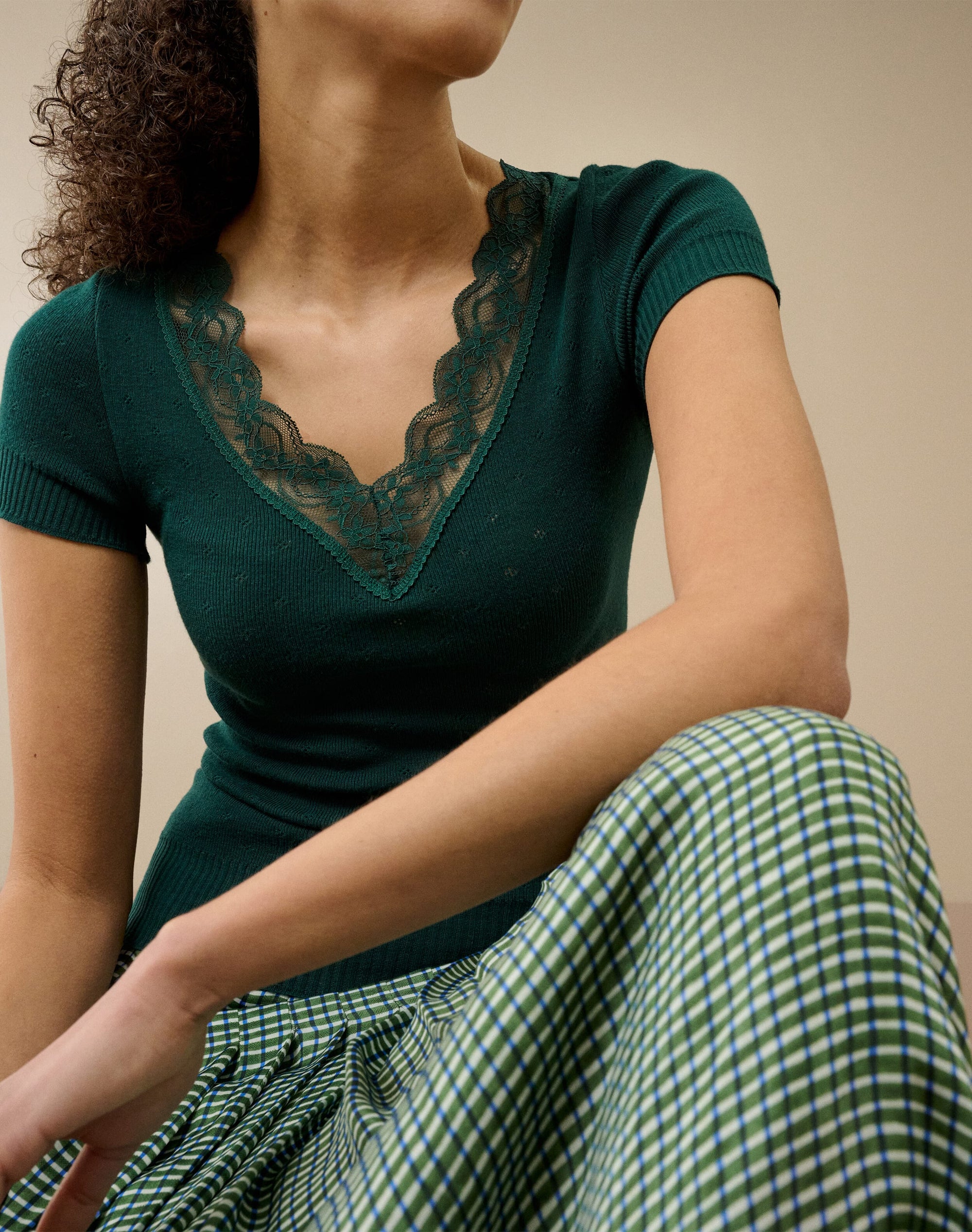 Lace Trim Cap Sleeve Top